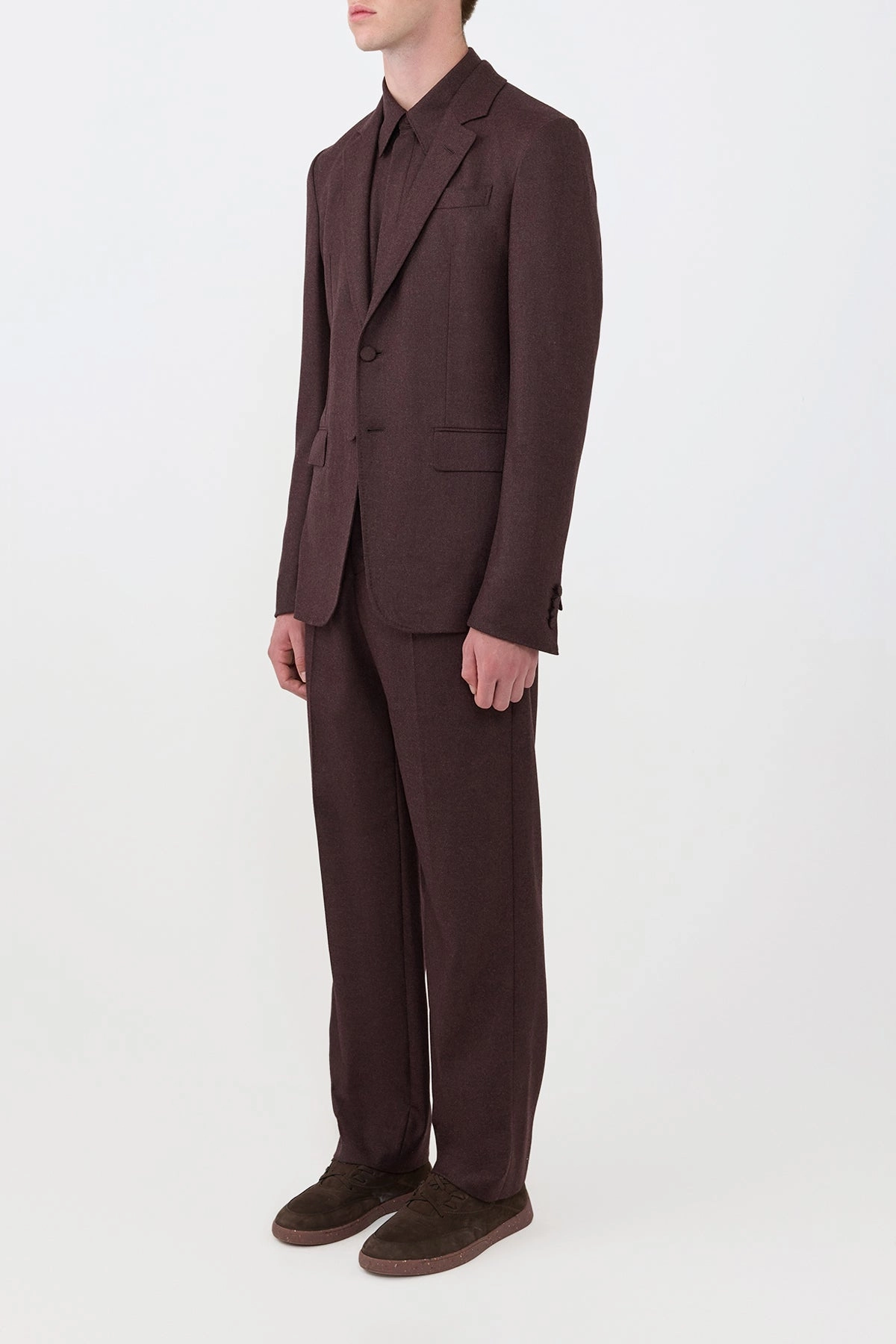 Harold Trouser in Burnt Sienna Wool Cashmere Flannel Relaxed Cut