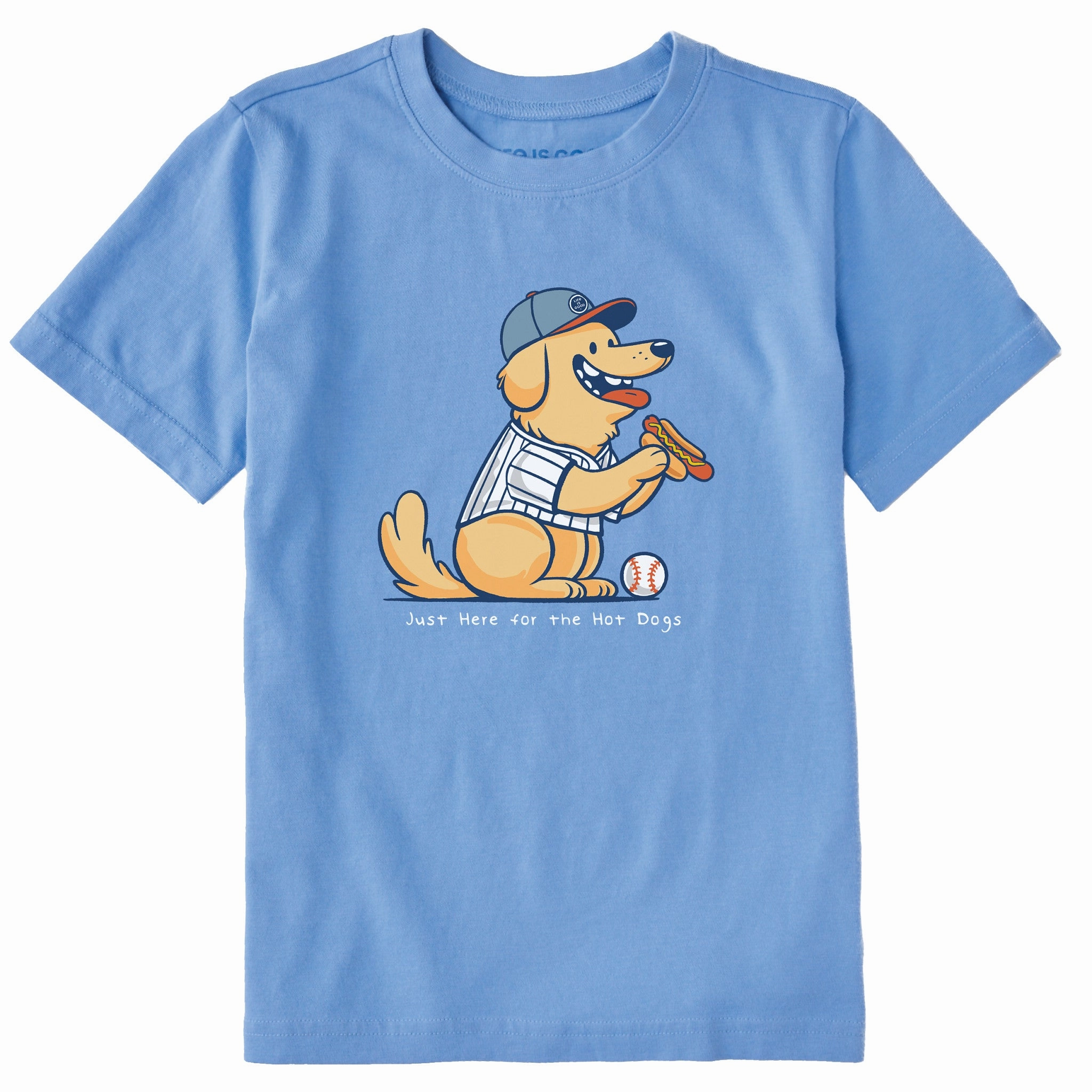 Cross Grain Knit Kids Just Here for the Hot Dogs Golden Short Sleeve Crusher Tee