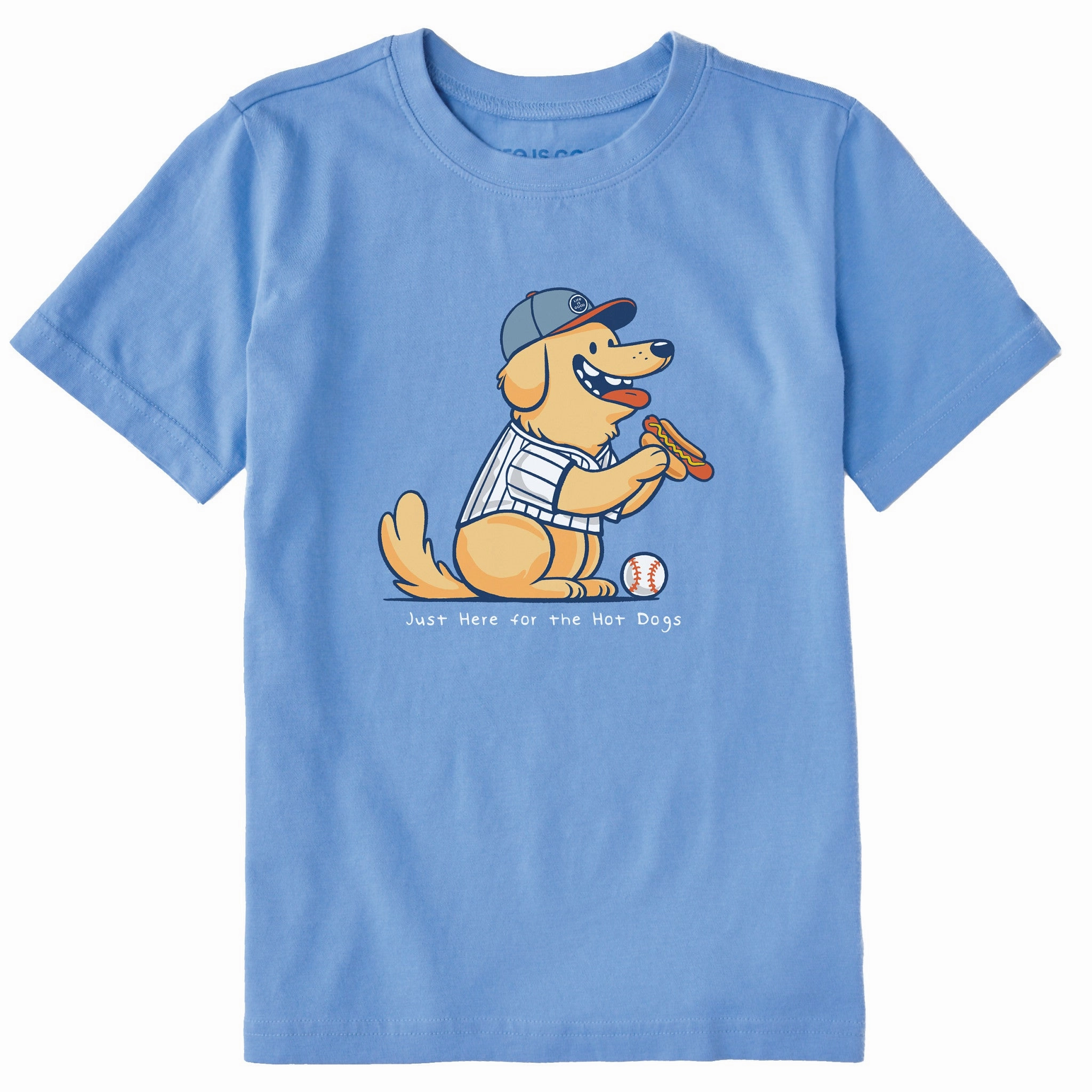 Urban Style Seasonal Comfort Kids Just Here for the Hot Dogs Golden Short Sleeve Crusher Tee