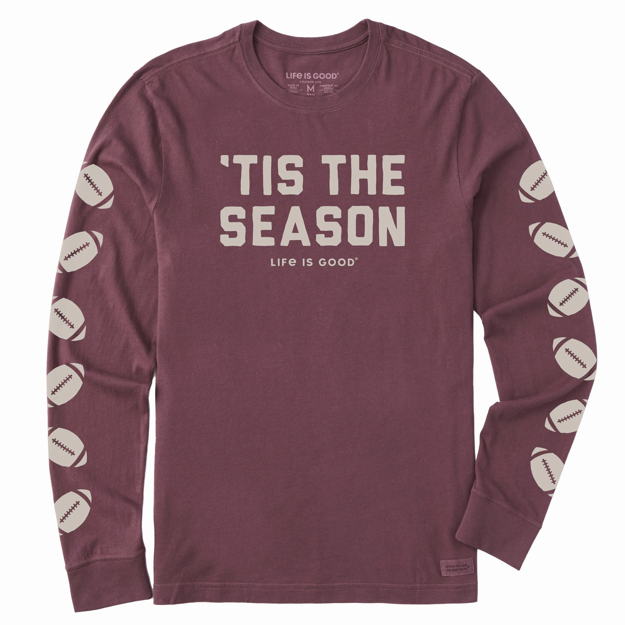 Relax Fit Design Men's 'Tis the Season Football Long Sleeve Crusher Tee