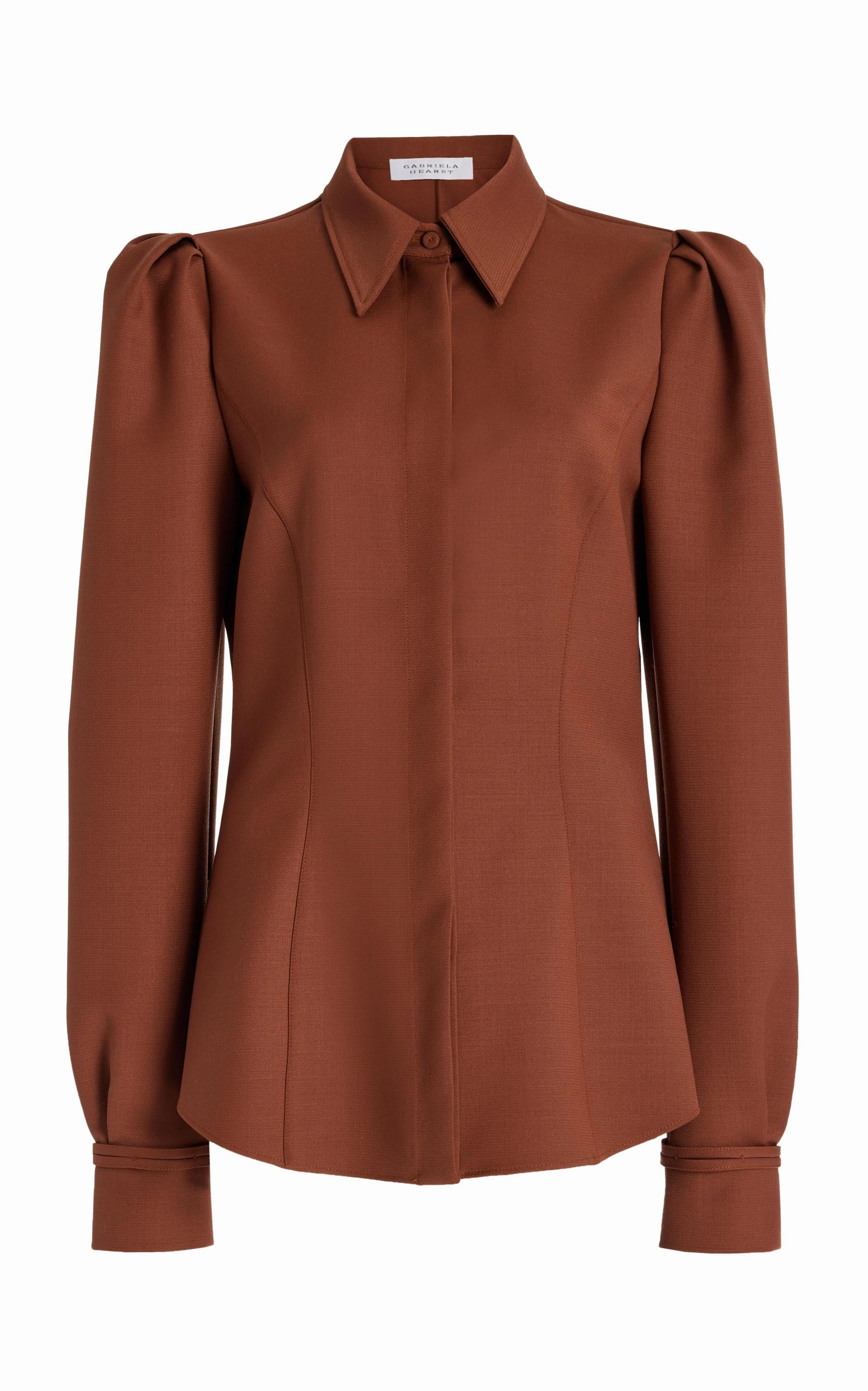 Sleek Cut Talbot Shirt in Cognac Sportswear Wool