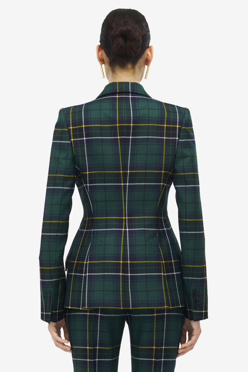 Casual City Abrasion Proof Shoulders Tartan Peak Shoulder Jacket