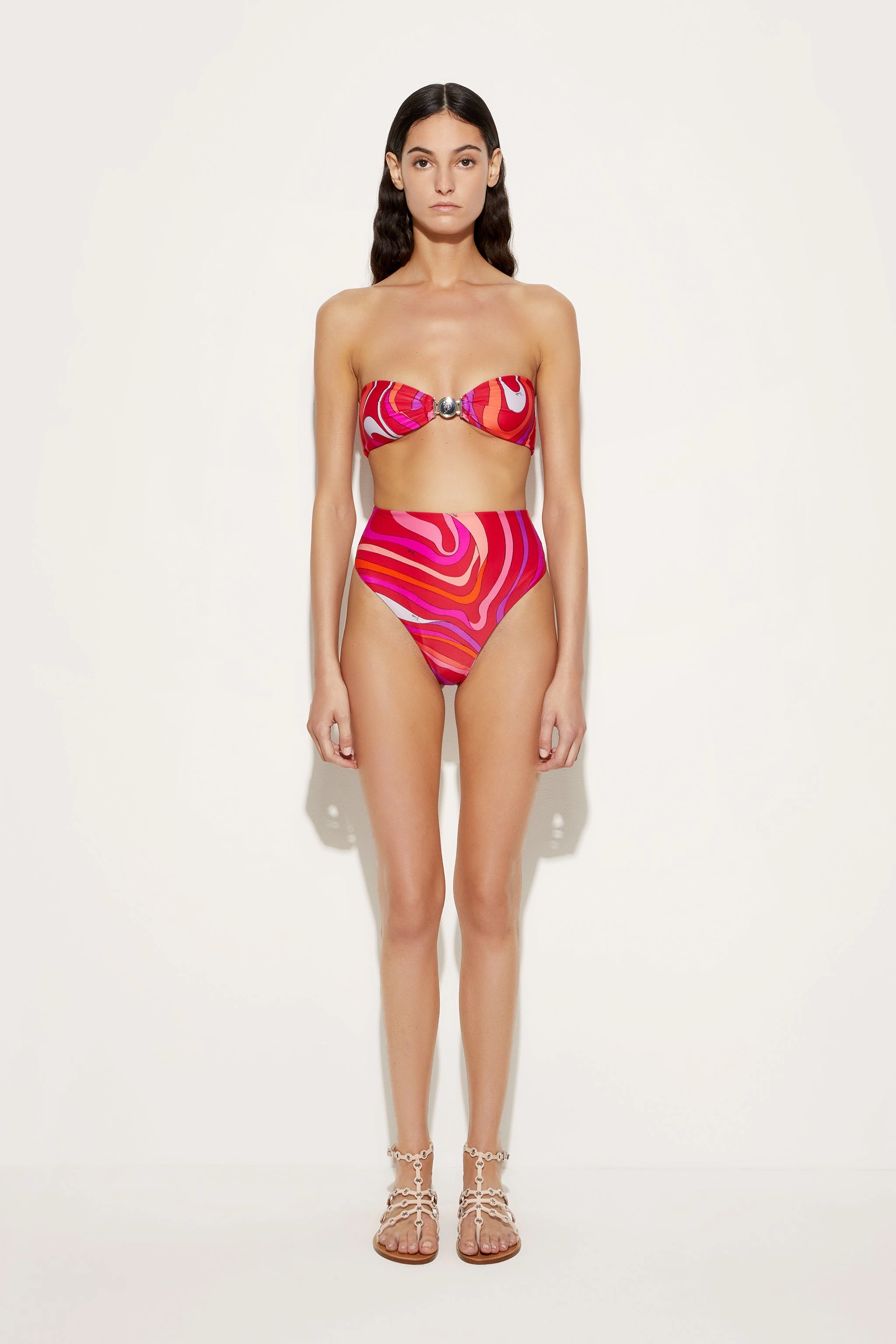 Marmo Print Strapless Bikini Top Ocean-Inspired Summer Days
