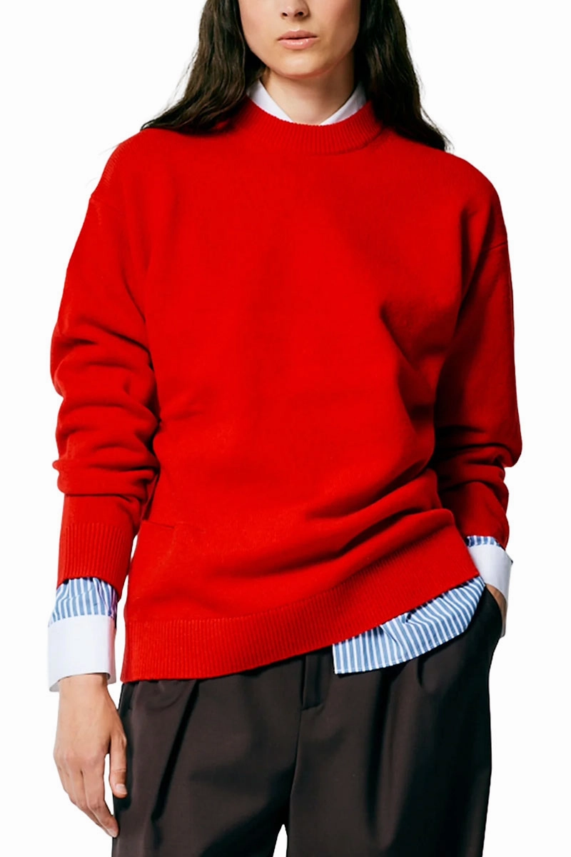 Chic Layering Sport Performance Fit Soft Lambswool Crewneck Easy Pullover