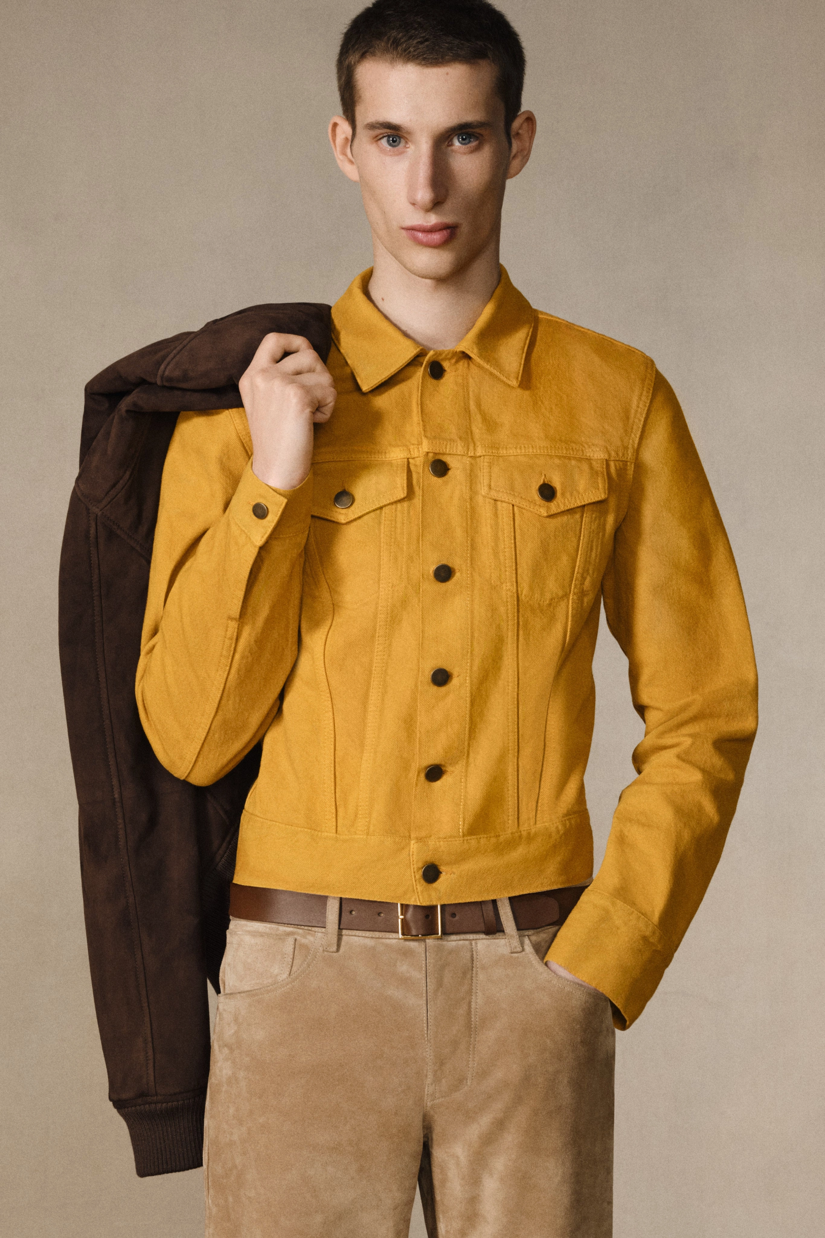 Outdoor Wear Appointment Barry Trucker in Golden Birch Recycled Cotton Denim