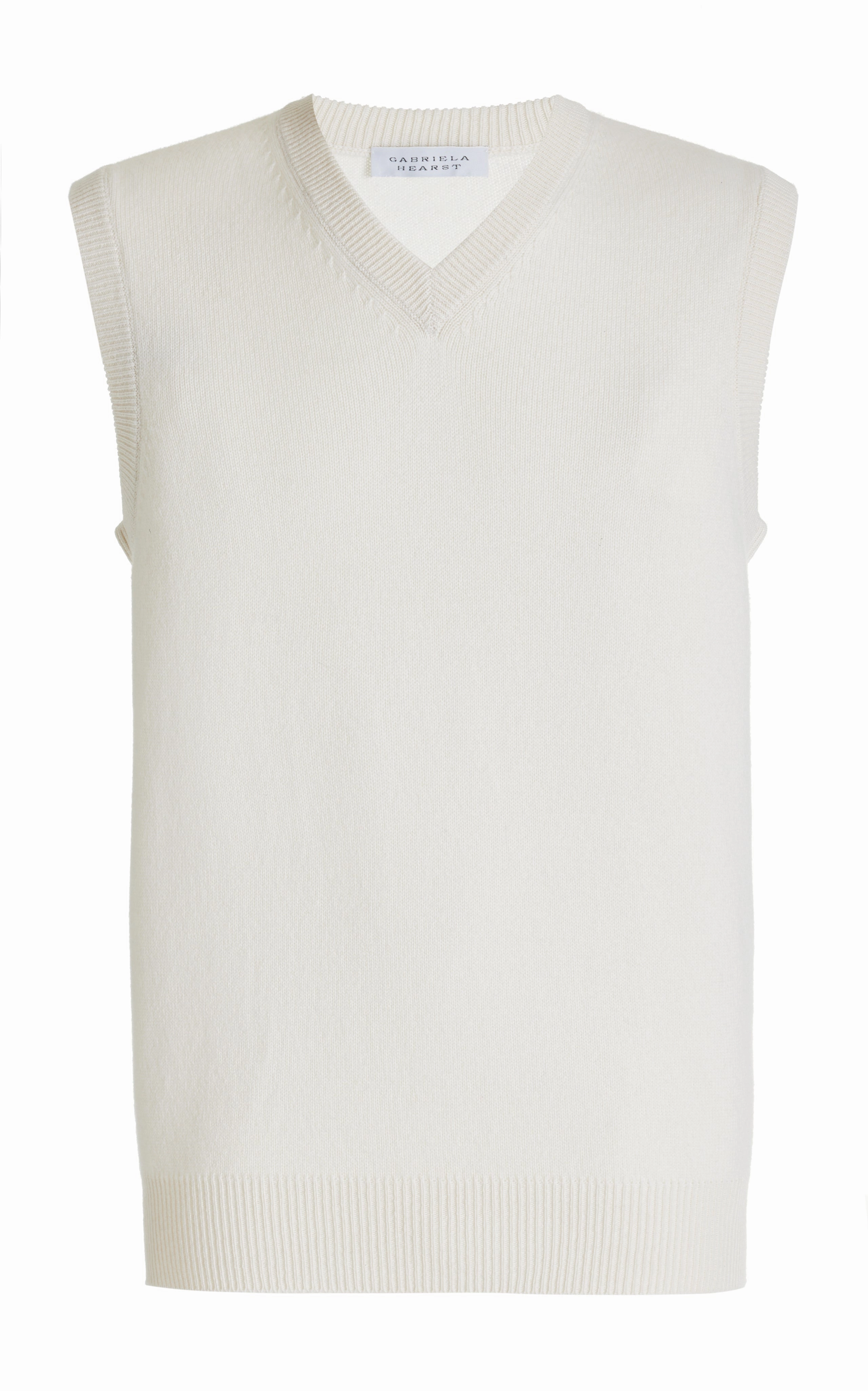 Texture Detail Fielding Knit Vest in Ivory Cashmere