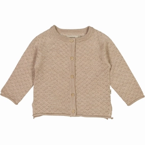 Double Layered Collar Knit Cardigan Hera - khaki melange