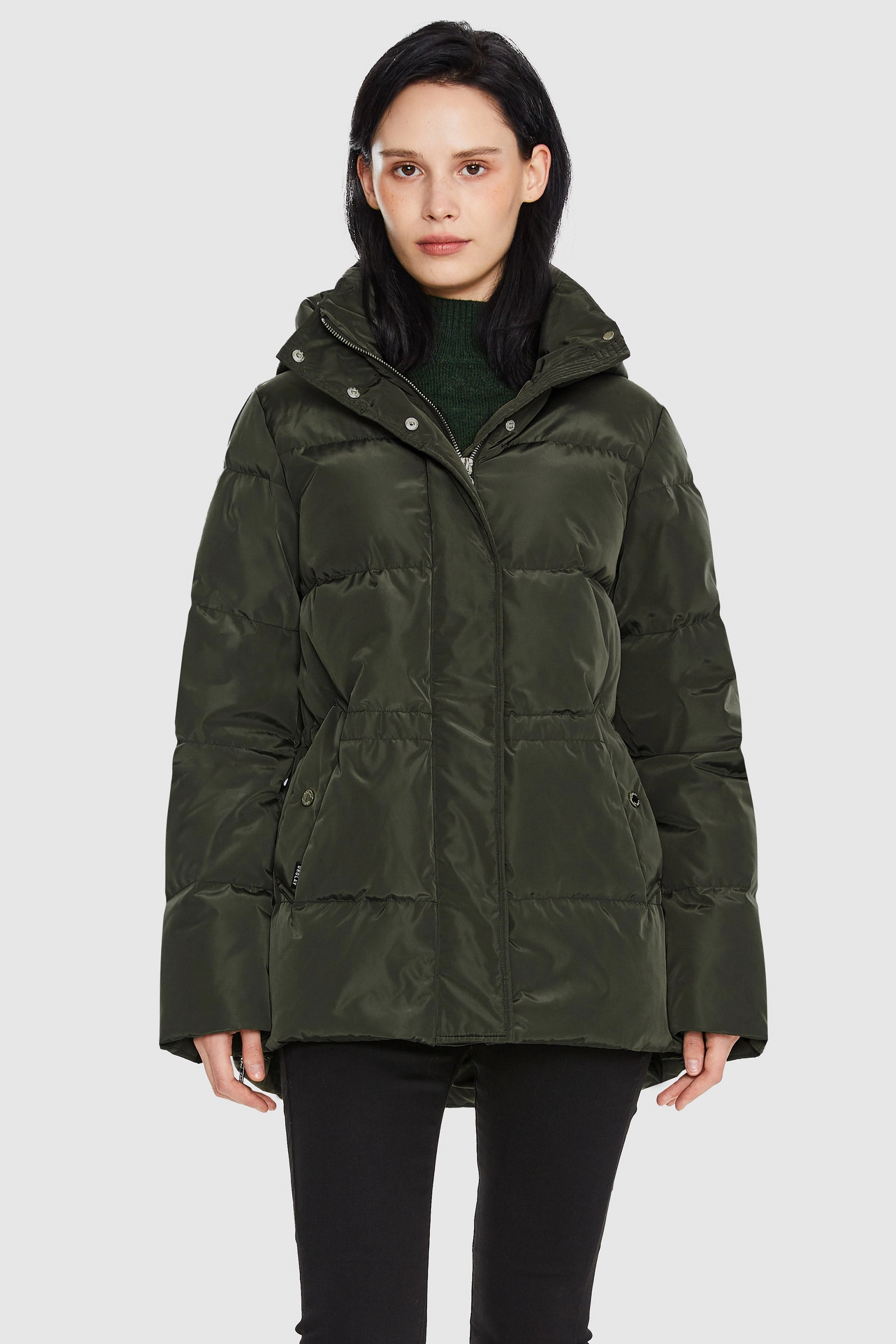 Mid-Length Hooded Down Jacket Hooded styles Reflective Trim