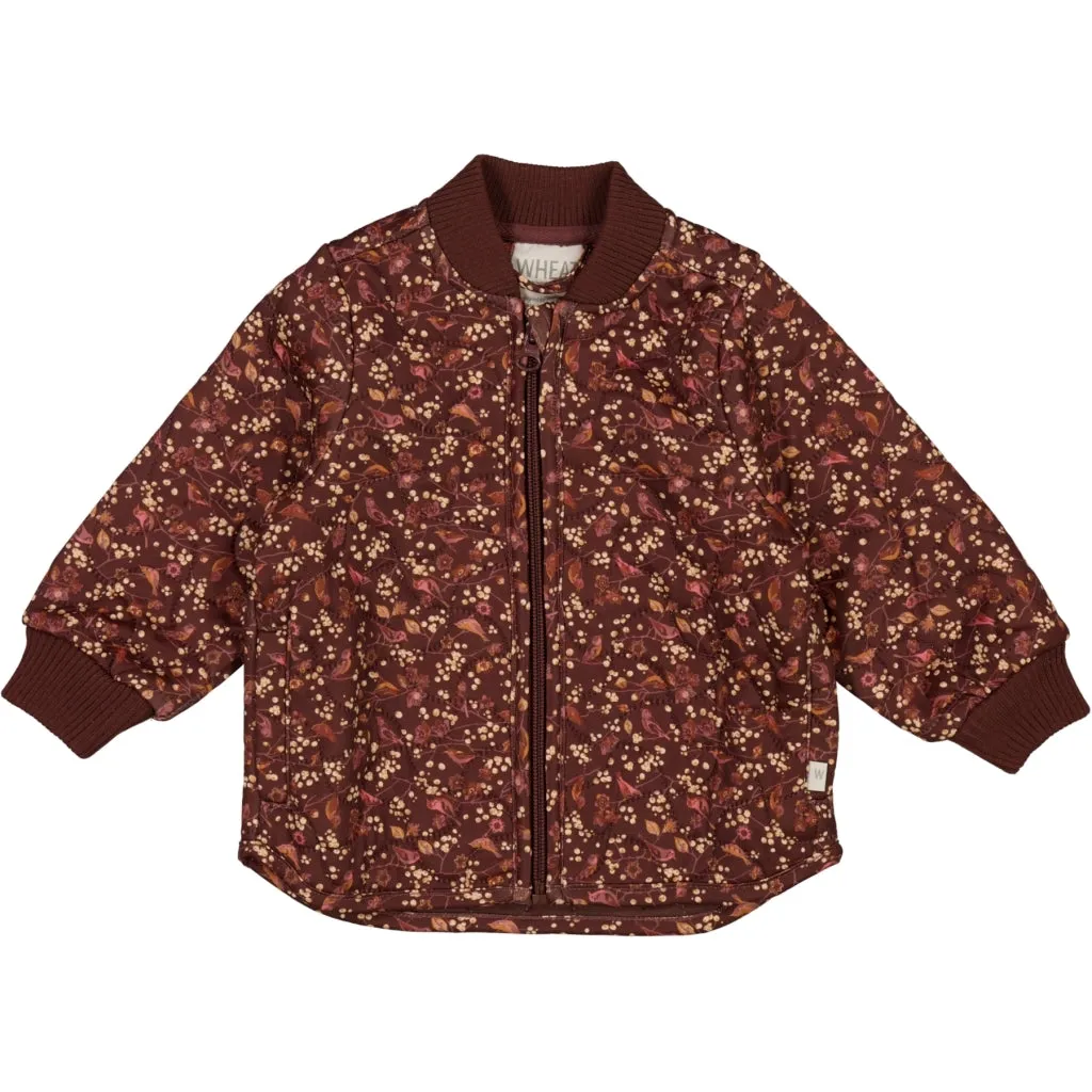 Recycled Polyester Thermo Jacket Loui - maroon birds