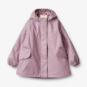 Quilted Stitching Pattern Tear Resistant Knit Thermo Rain Jacket Rika - soft lilac flowers