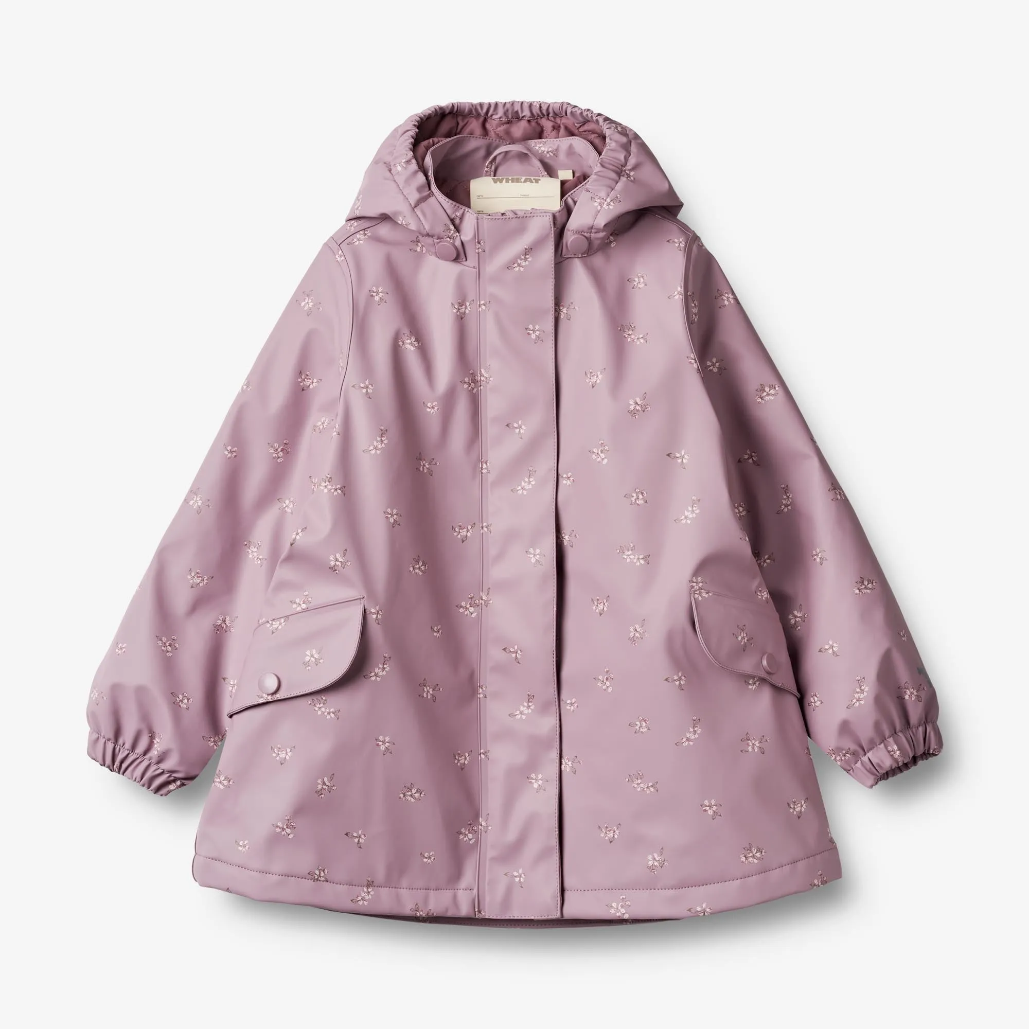 Quilted Stitching Pattern Tear Resistant Knit Thermo Rain Jacket Rika - soft lilac flowers