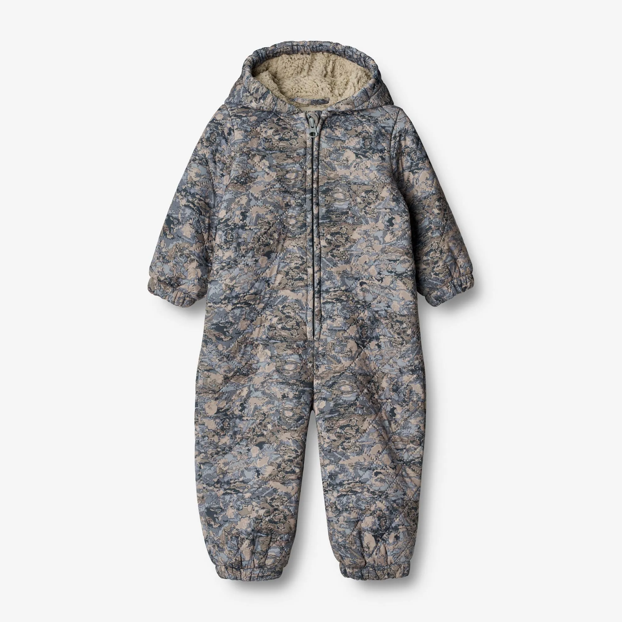 Down Stuffed Thermosuit Hayden | Baby - rainy blue clouds