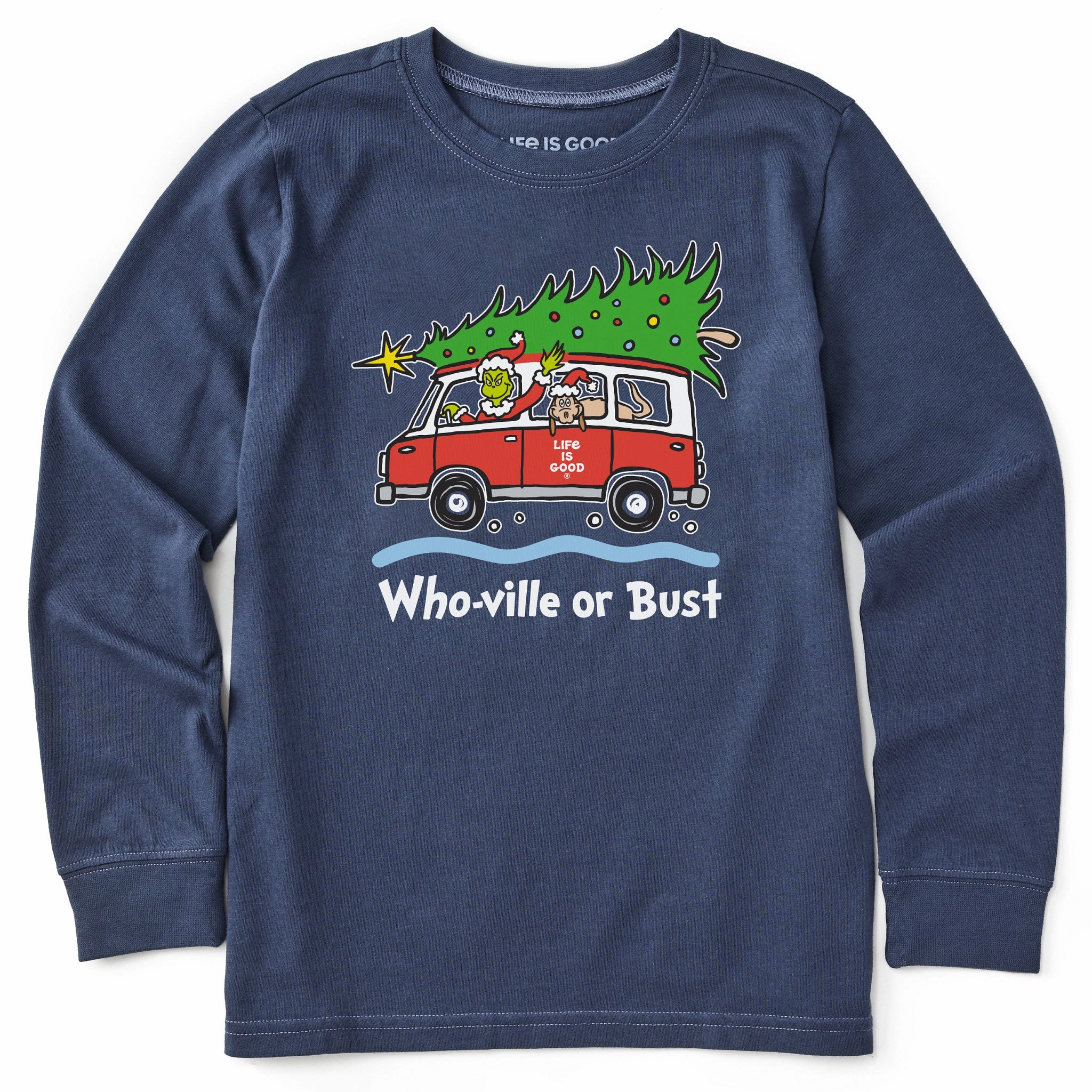 Kids Grinch and Max Who-Ville Or Bust Long Sleeve Crusher Tee insulated