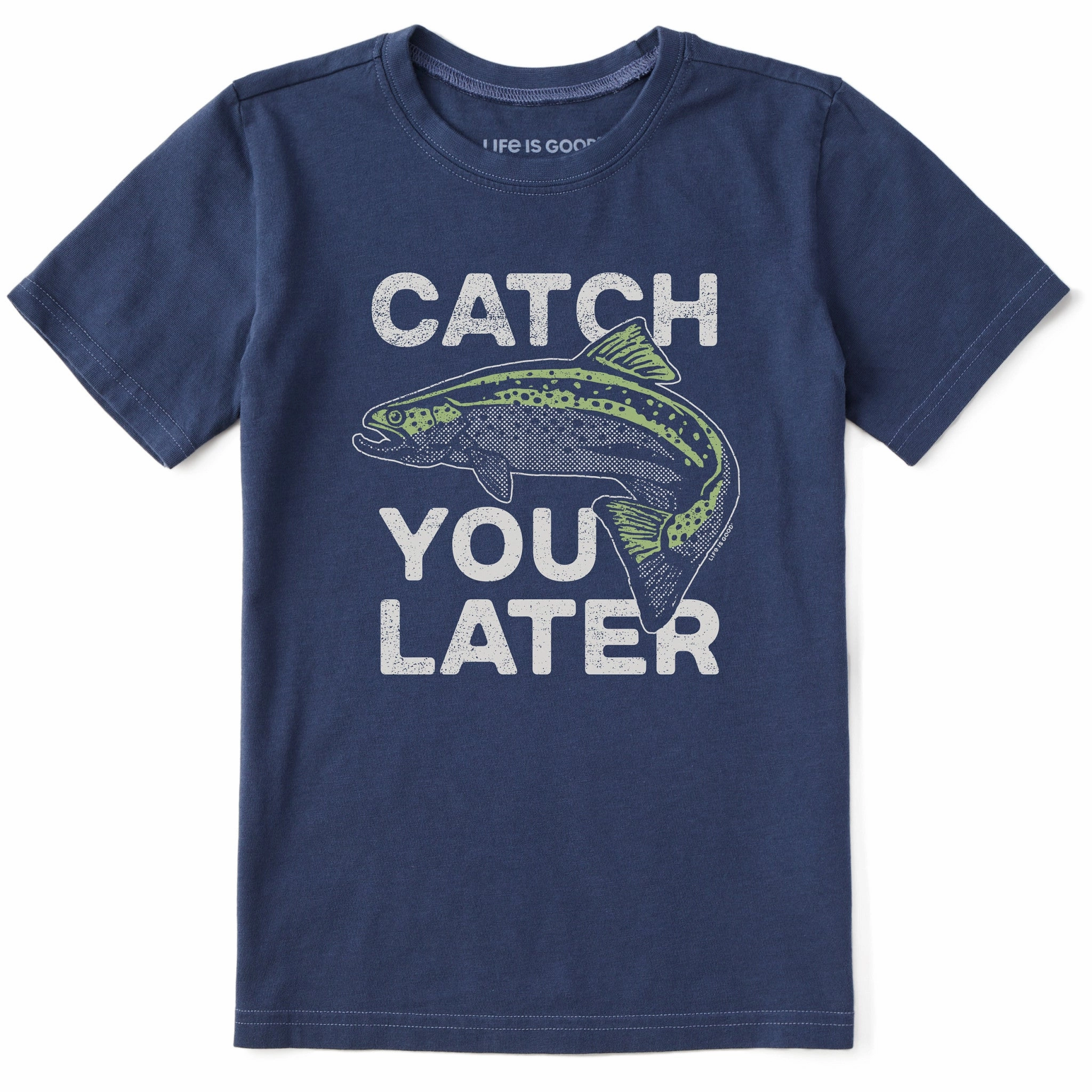 Kids Catch You Later Trout Short Sleeve Crusher Tee Cotton Blend Casual layering piece