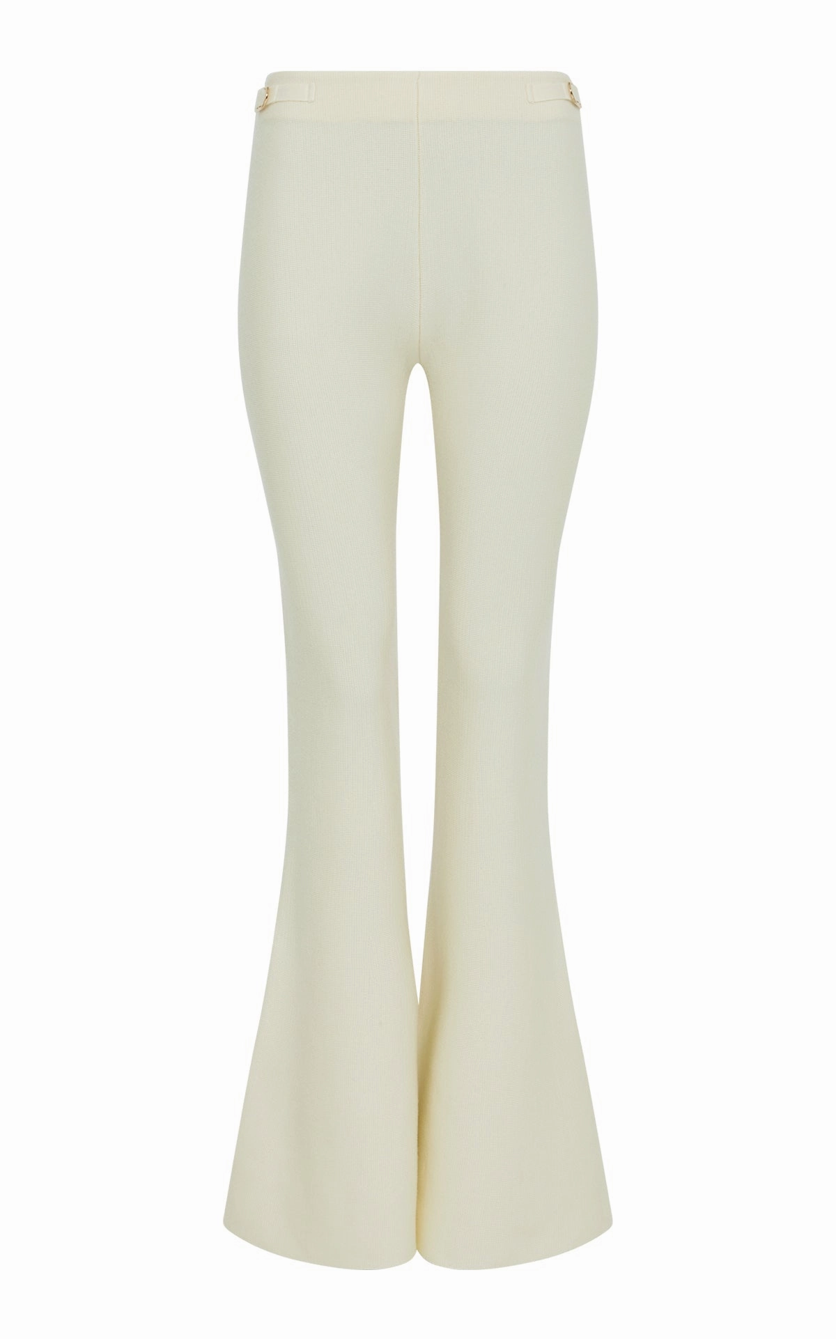 Ayala Flare Cropped Knit Pant in Ivory Merino Wool Cashmere Business Casual Fit Noise Reduction Fabric