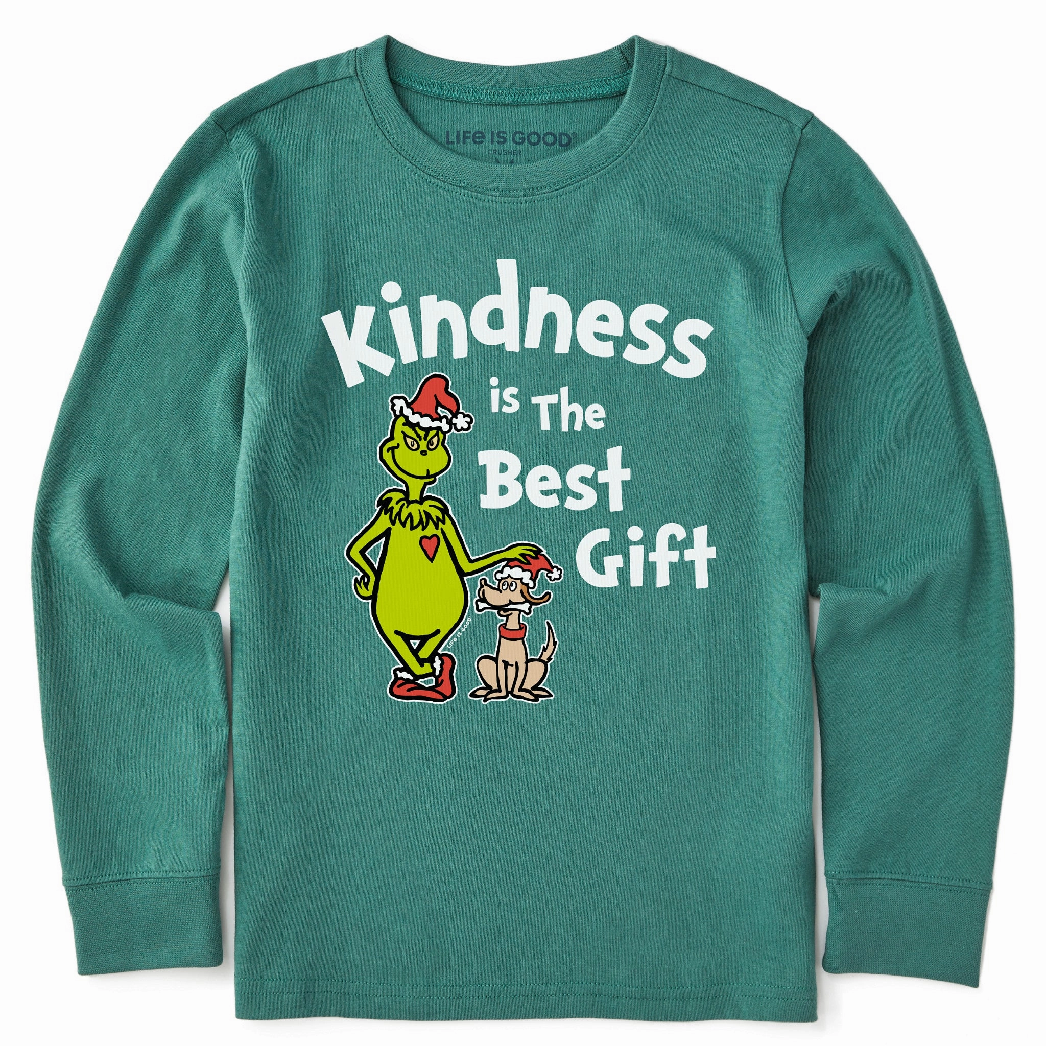 SoftenedNeckline Kids Grinch Max Kindness Gift Long Sleeve Crusher Tee