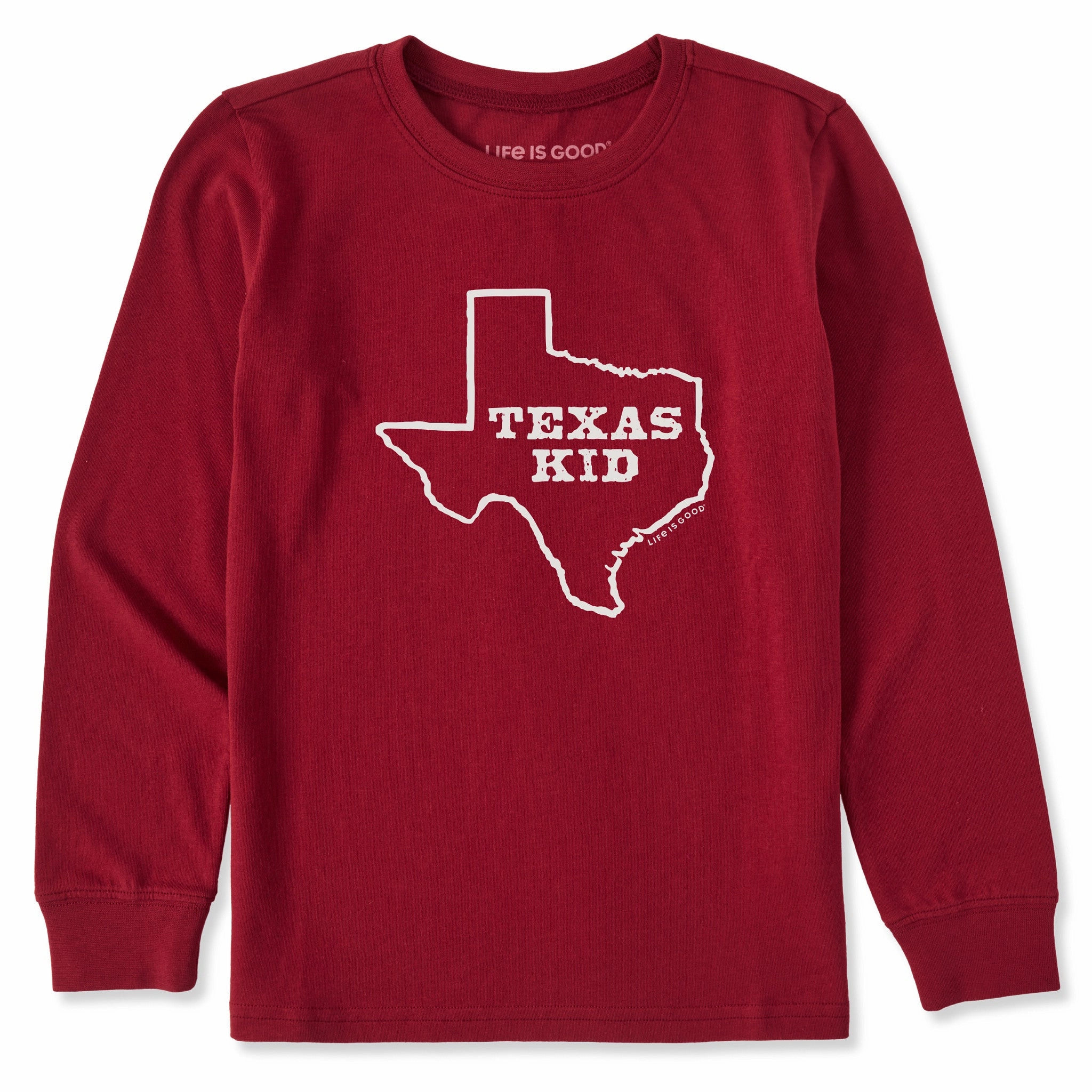 Micro Perforated Fabric Cozy Feeling Kids Texas Kid Long Sleeve Crusher Tee