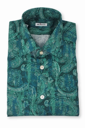 Green Paisley Shirt goes with jeans product casual elegance blend