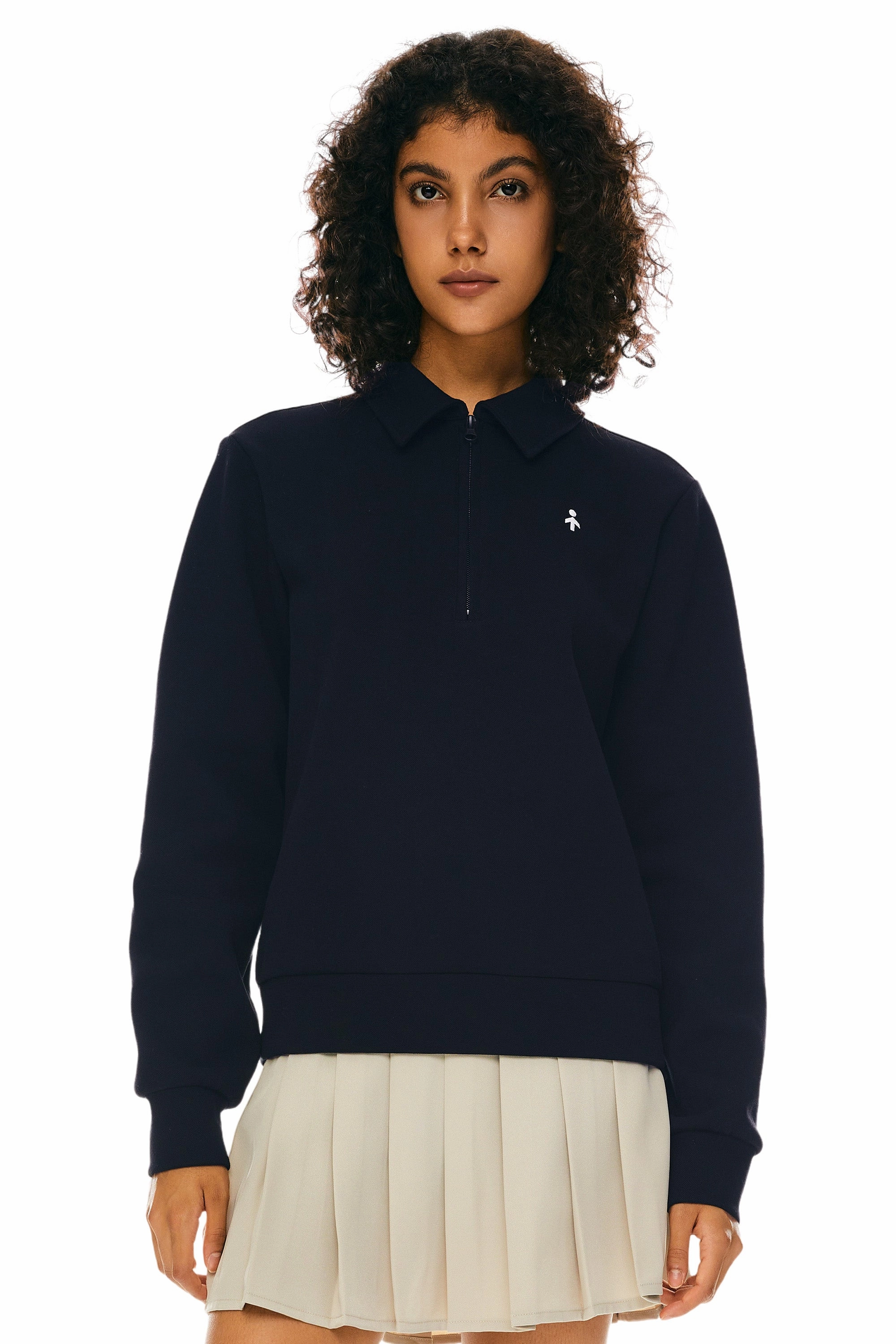 Sporty Vibe Cozy Layer Long Sleeve Polo Sweatshirt Half Zip