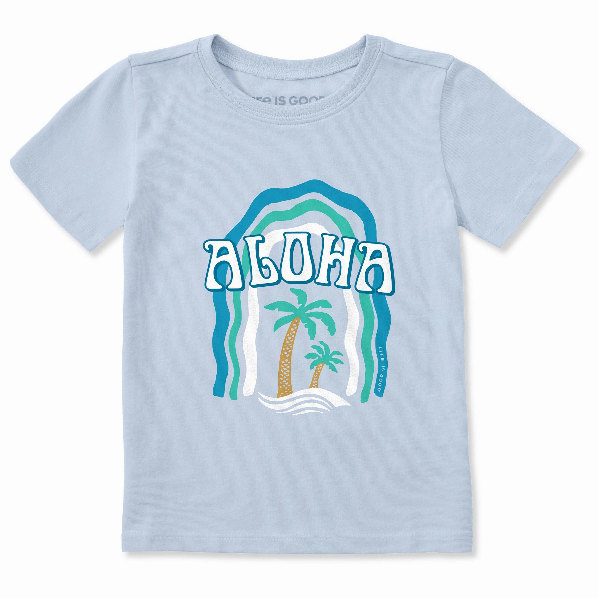 Breathable Yarn Composition Toddler Aloha Palms Short Sleeve Crusher Tee