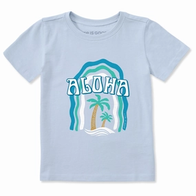 Breathable Yarn Composition Toddler Aloha Palms Short Sleeve Crusher Tee