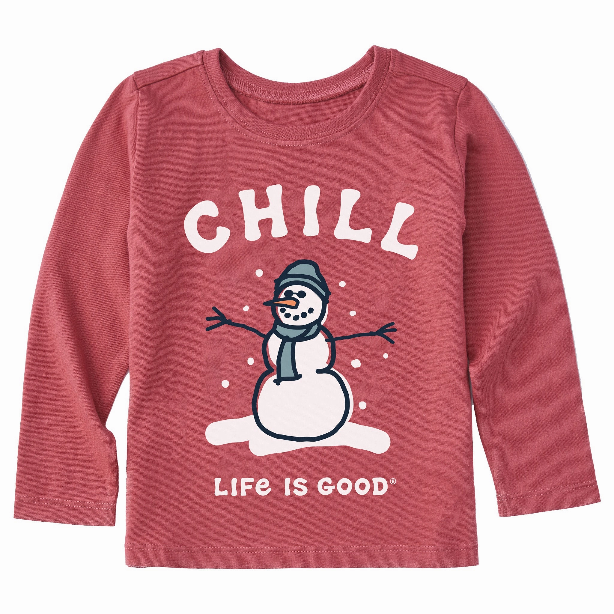 Toddler Chill Snowman Long Sleeve Crusher Tee Vegan Weekend Outfit