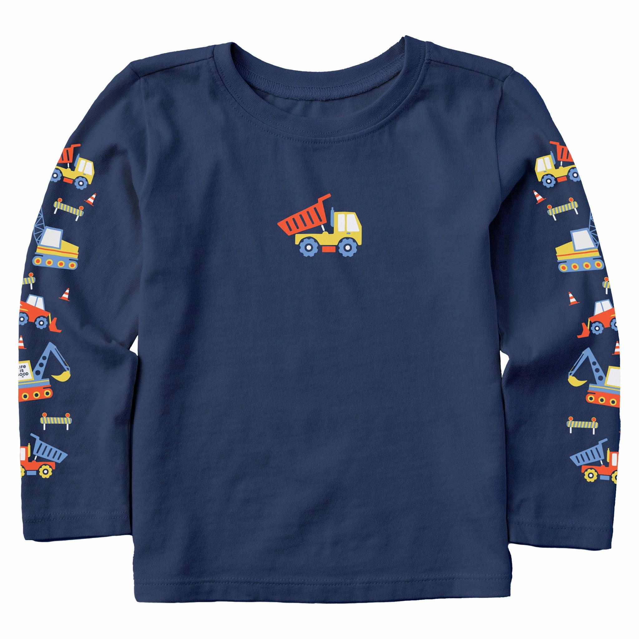 Toddler Construction Truck Long Sleeve Crusher Tee Hygroscopic Fiber