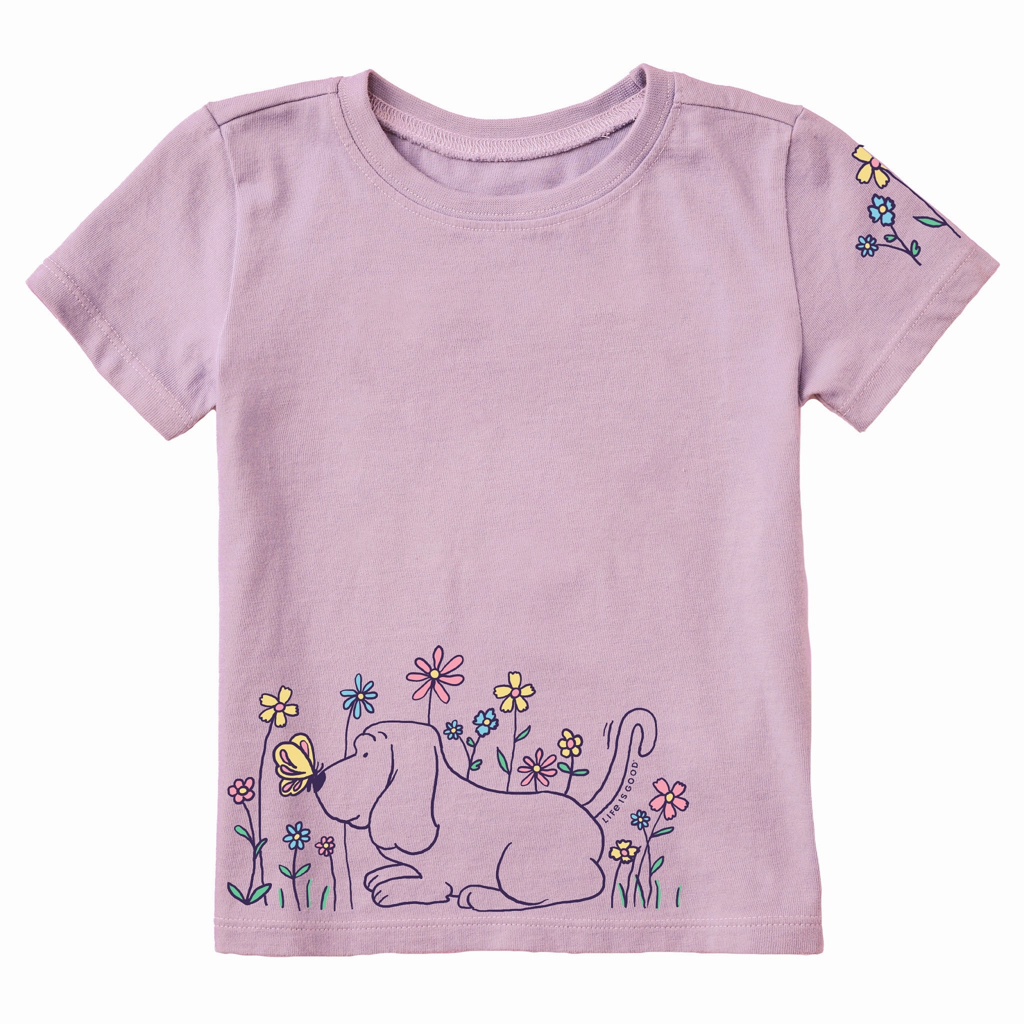 Fit for Everyone Toddler Flower Pup Short Sleeve Crusher Tee