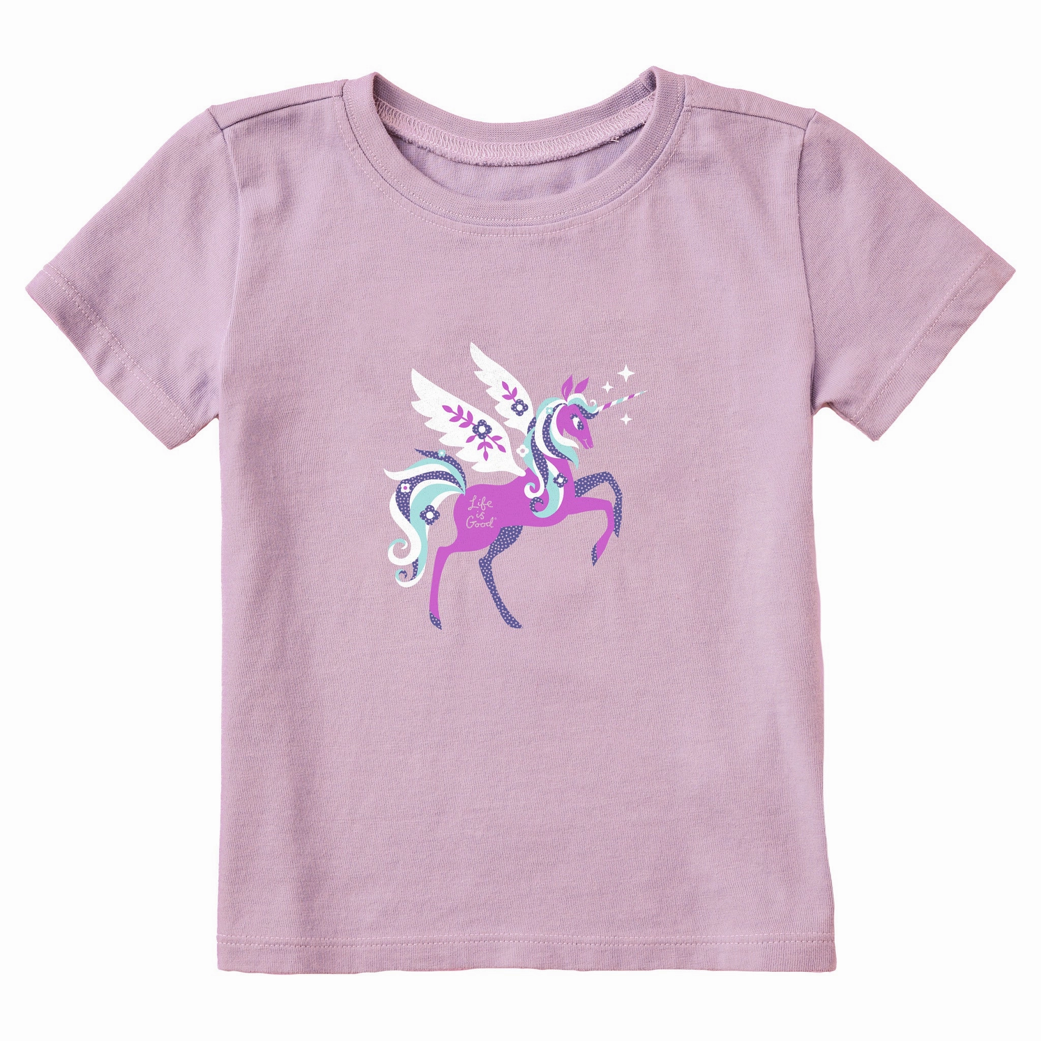 Toddler Flying Unicorn Short Sleeve Crusher Tee perfect for all-day wear Colorfast Material