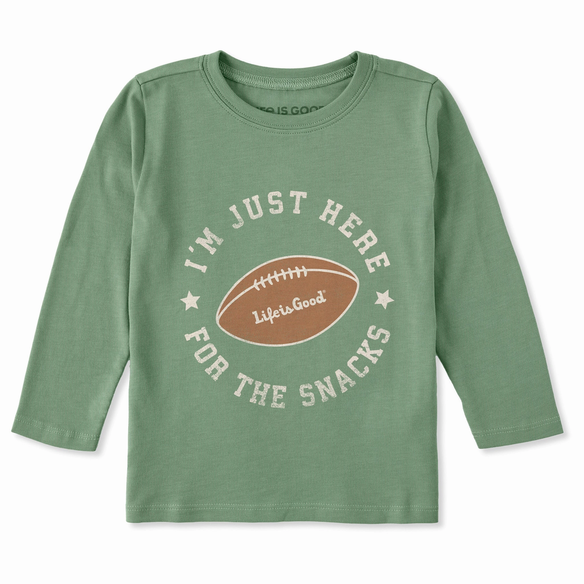 Toddler Football Here for the Snacks Long Sleeve Crusher Tee Chill Mode Fit Slim Silhouette