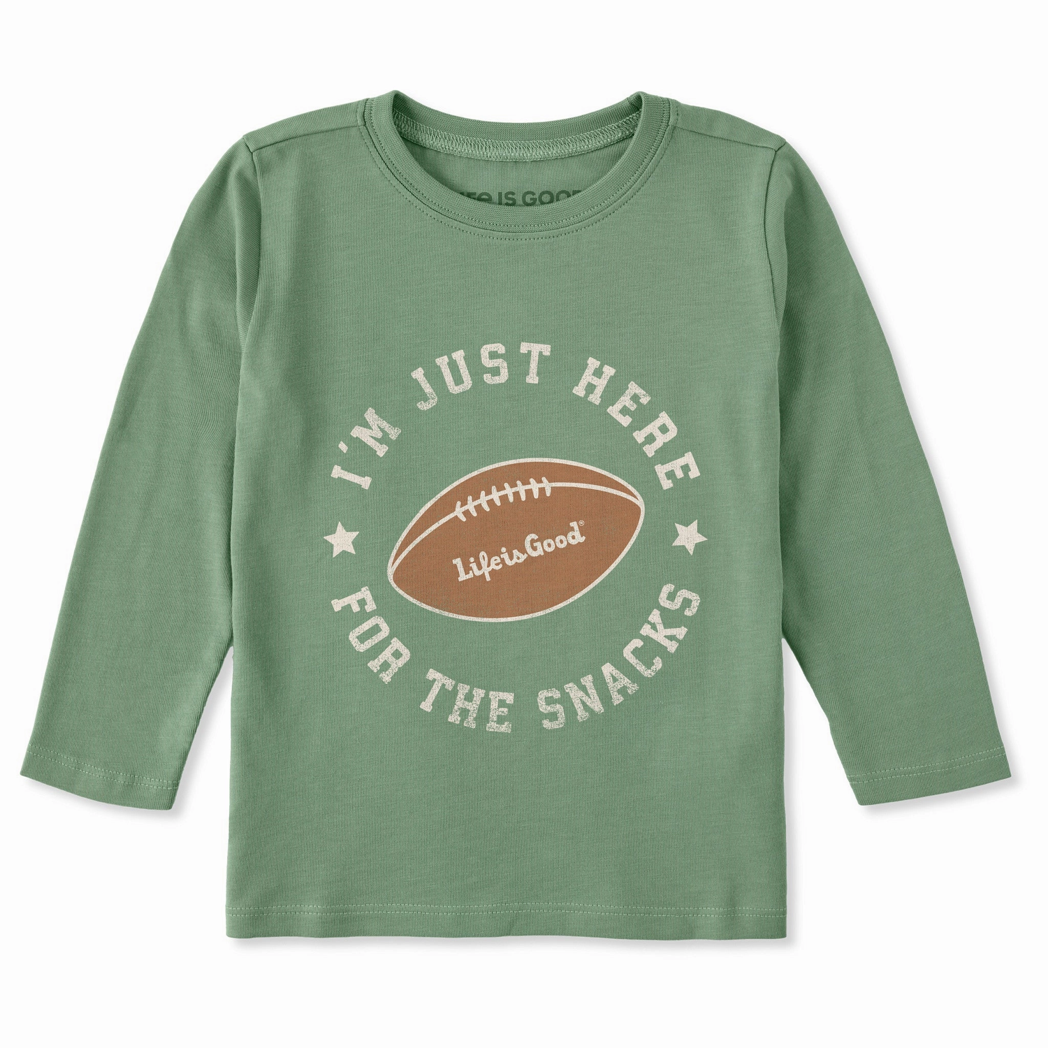 Toddler Football Here for the Snacks Long Sleeve Crusher Tee EasyCare Fabric Simple Look