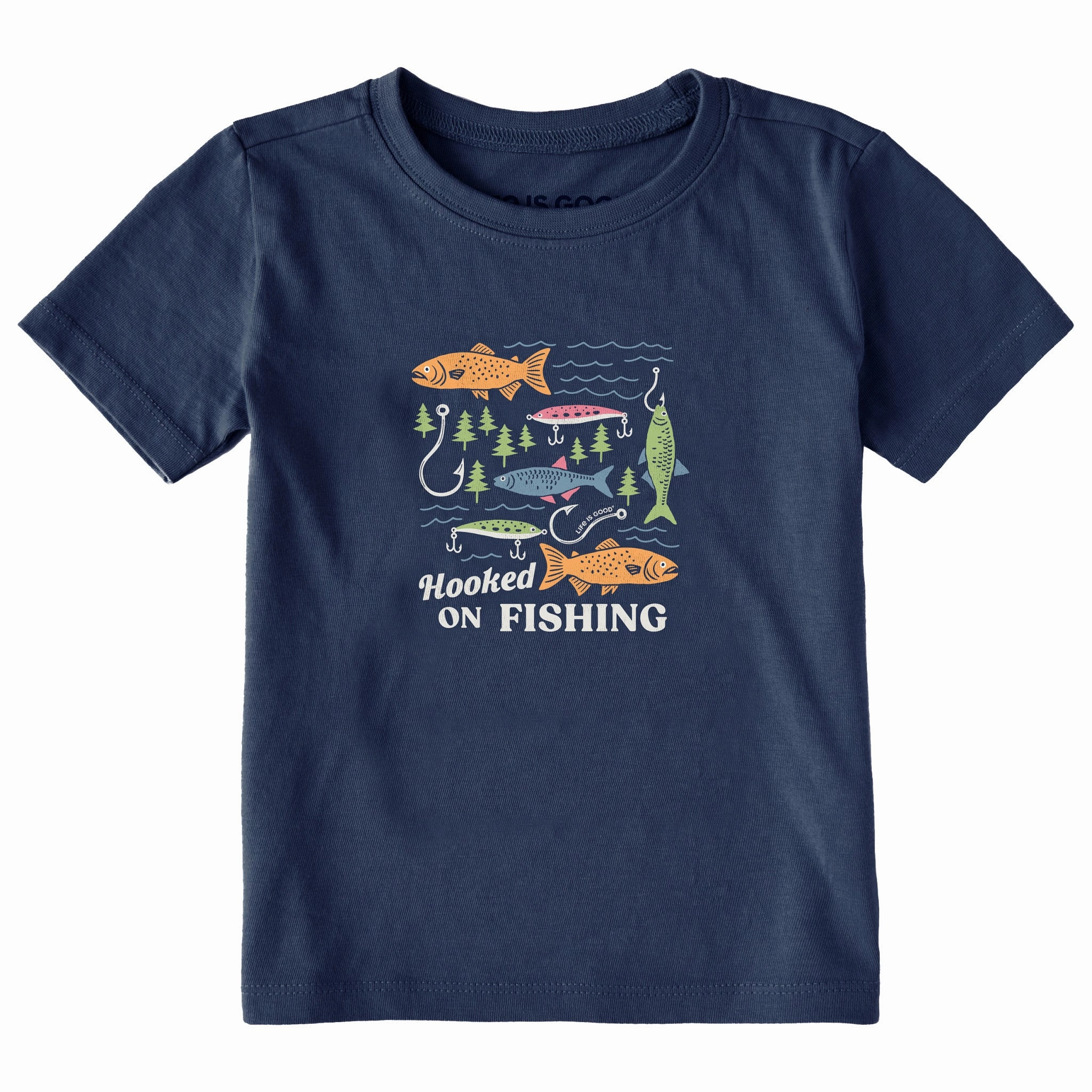Toddler Hooked on Fishing Short Sleeve Crusher Tee thermal Hypoallergenic Textile