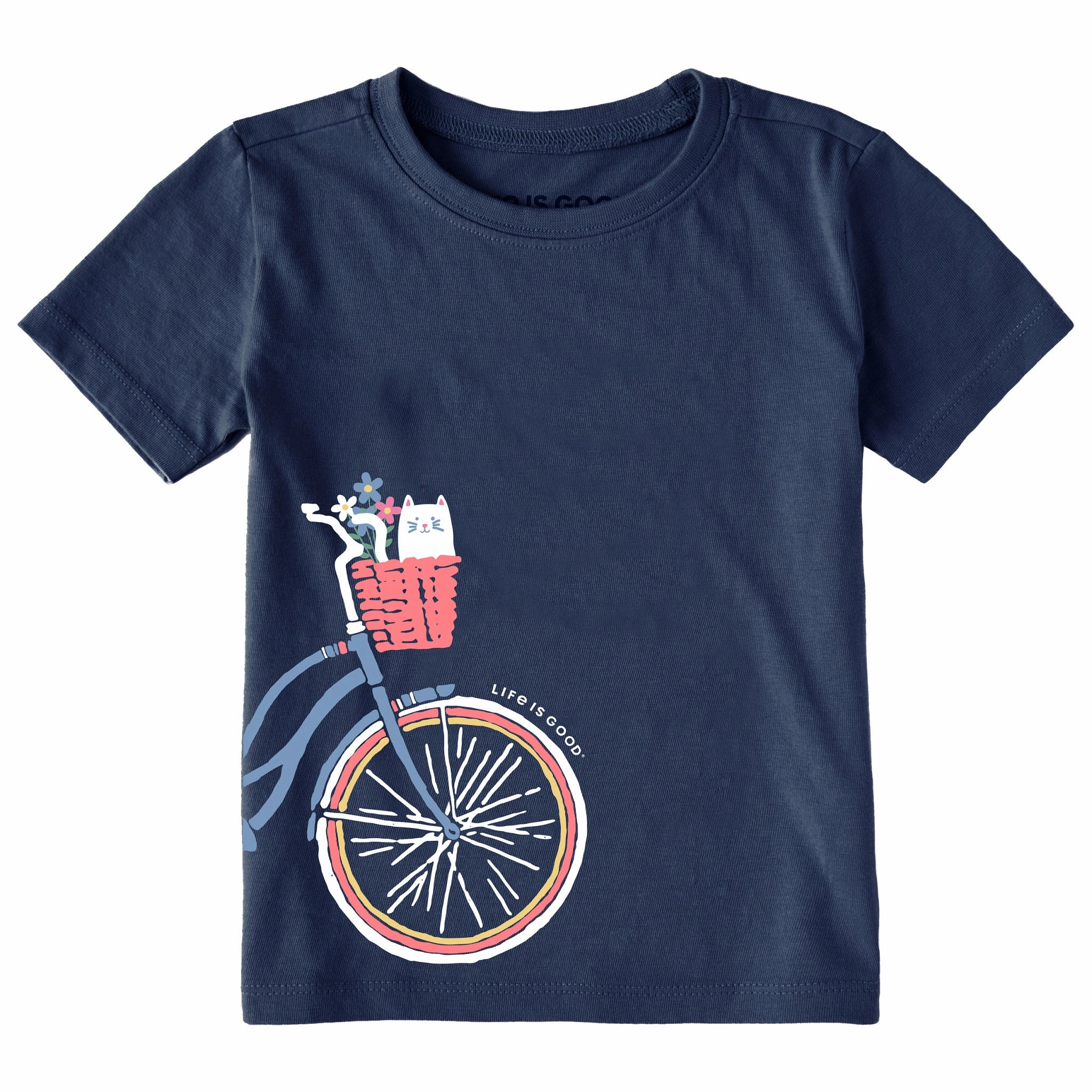 AntiPilling Subtle Details Toddler Kitty Bike Short Sleeve Crusher Tee