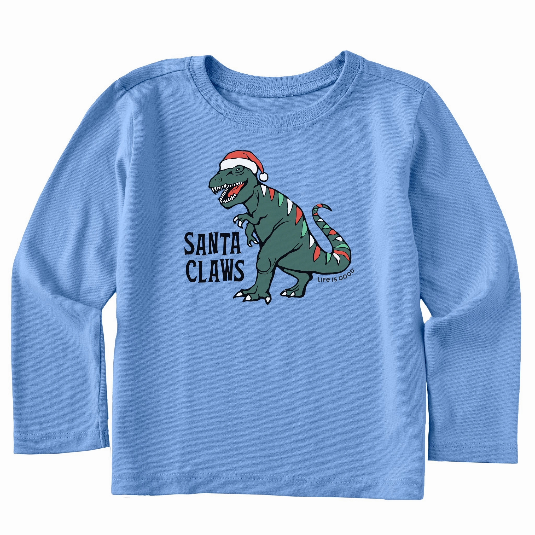 Sublimation Resistant Fabric Toddler Santa Claws Dino Long Sleeve Crusher Tee