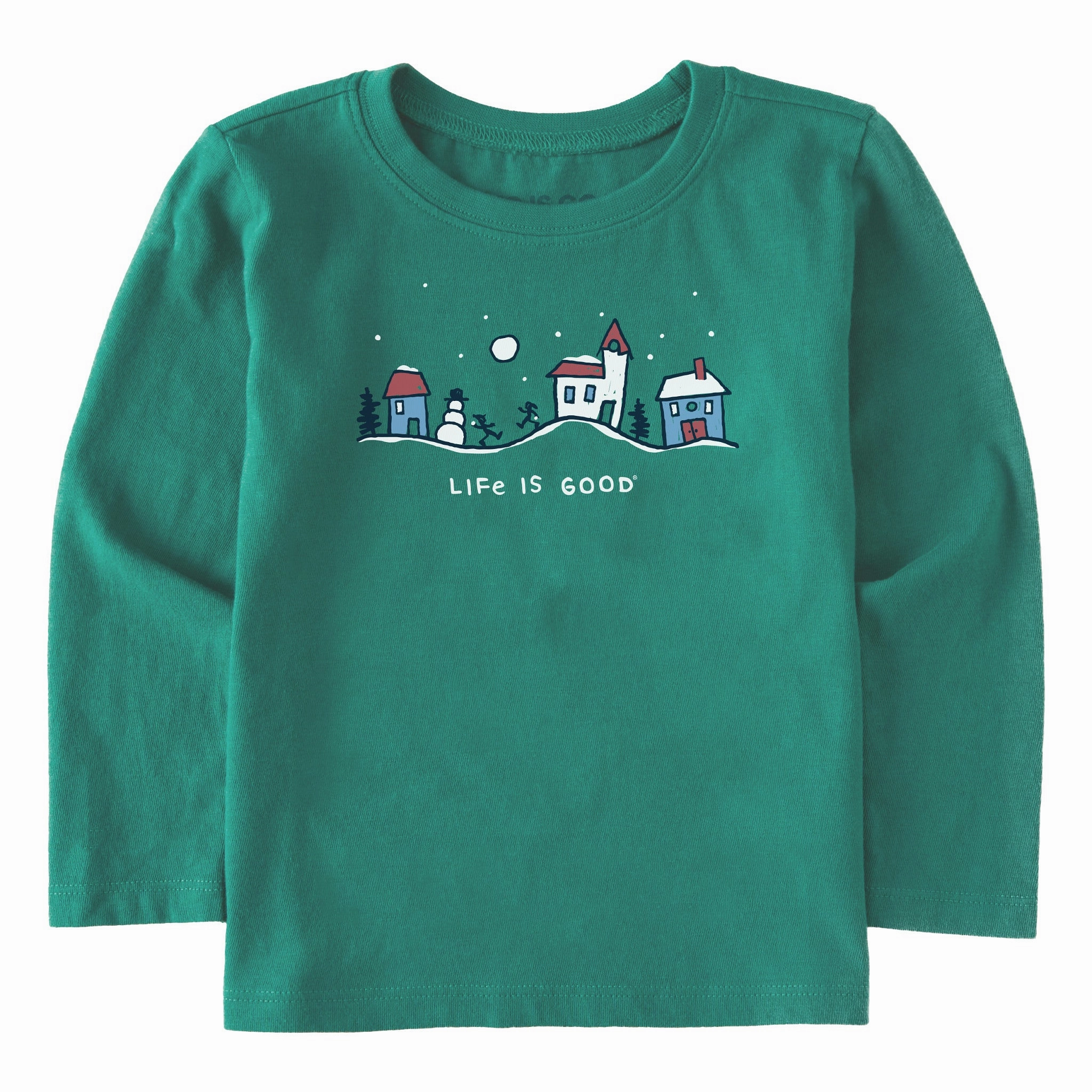 Toddler Snowman Village Vista Long Sleeve Crusher Tee Simple Yet Cozy