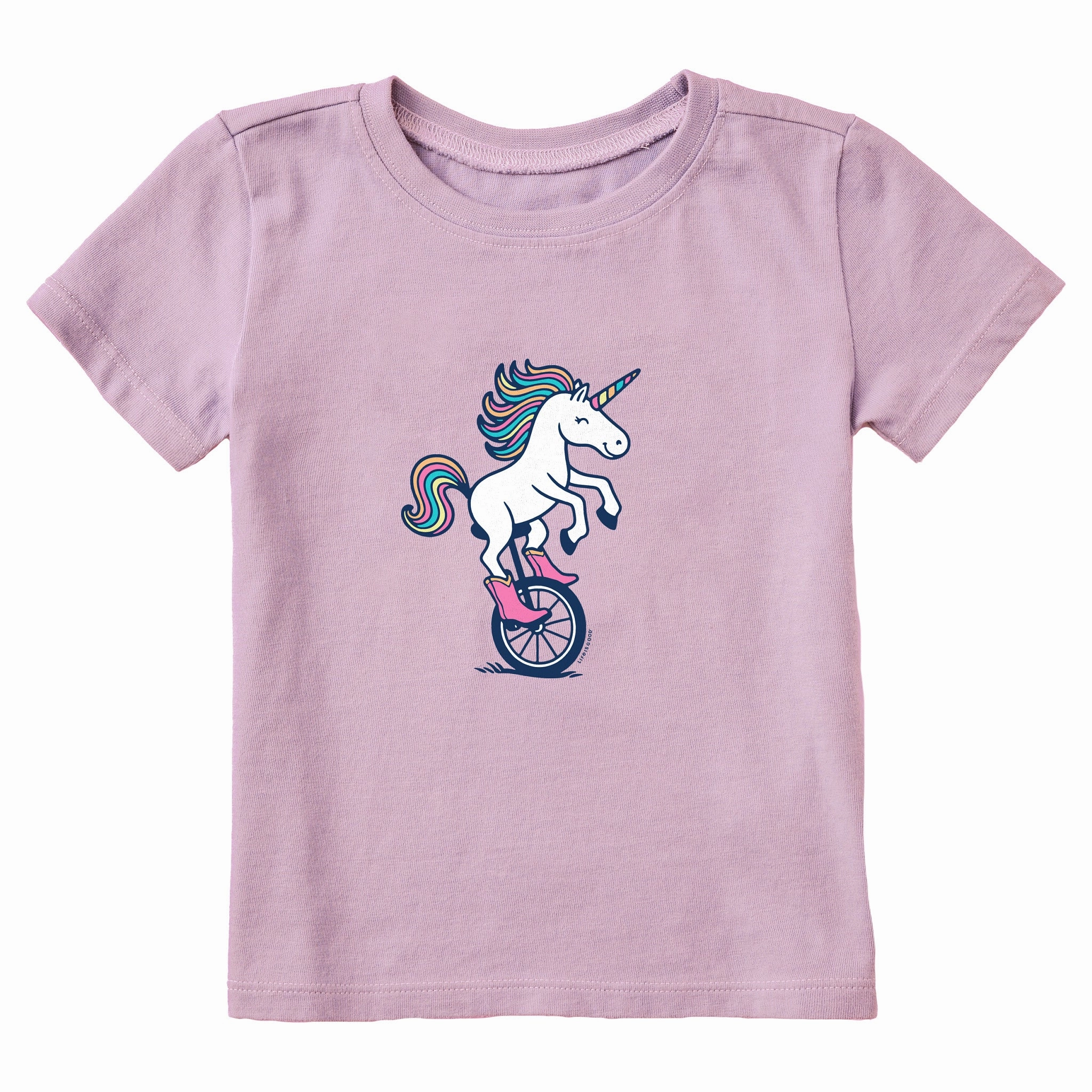 Toddler Unicycle Unicorn Short Sleeve Crusher Tee Summer Casual