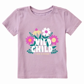 Slim Comfort Fashionable Look Toddler Wild Child Flowers Short Sleeve Crusher Tee