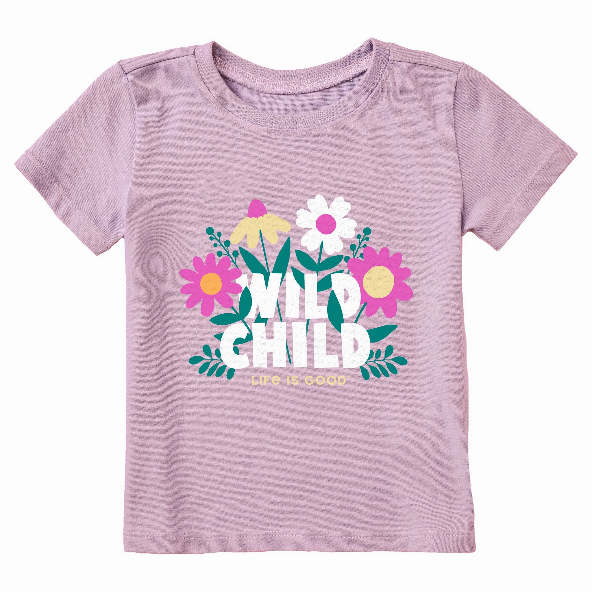 Slim Comfort Fashionable Look Toddler Wild Child Flowers Short Sleeve Crusher Tee