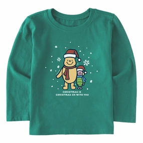 Toddler Winnie & P Christmaser Long Sleeve Crusher Tee V neck style Circular Knit Construction