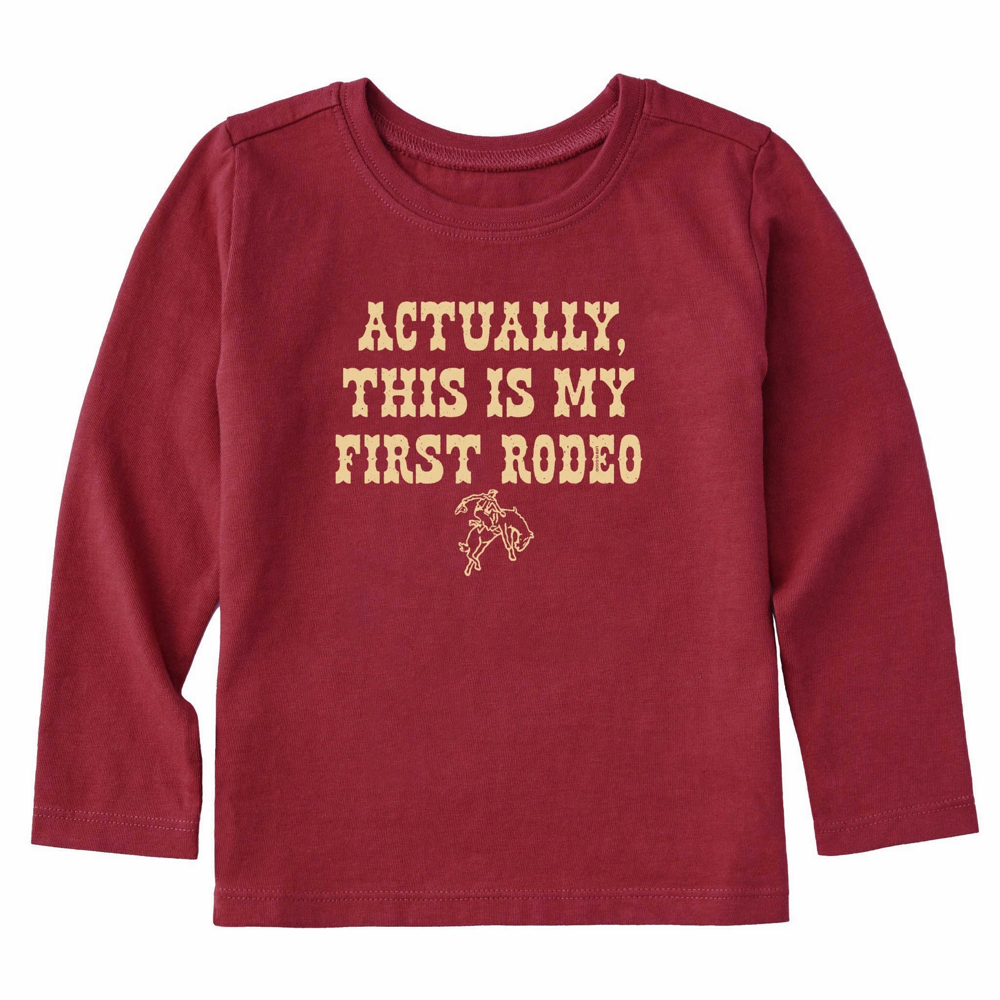 Toddler Woodcut First Rodeo Long Sleeve Crusher Tee Soft Wearable