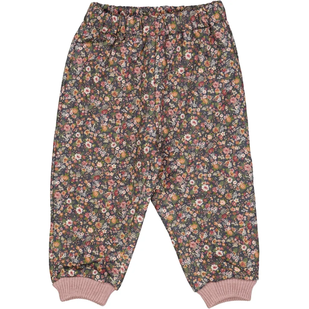 Matte Surface Texture Thermo Pants Alex - ink flowers