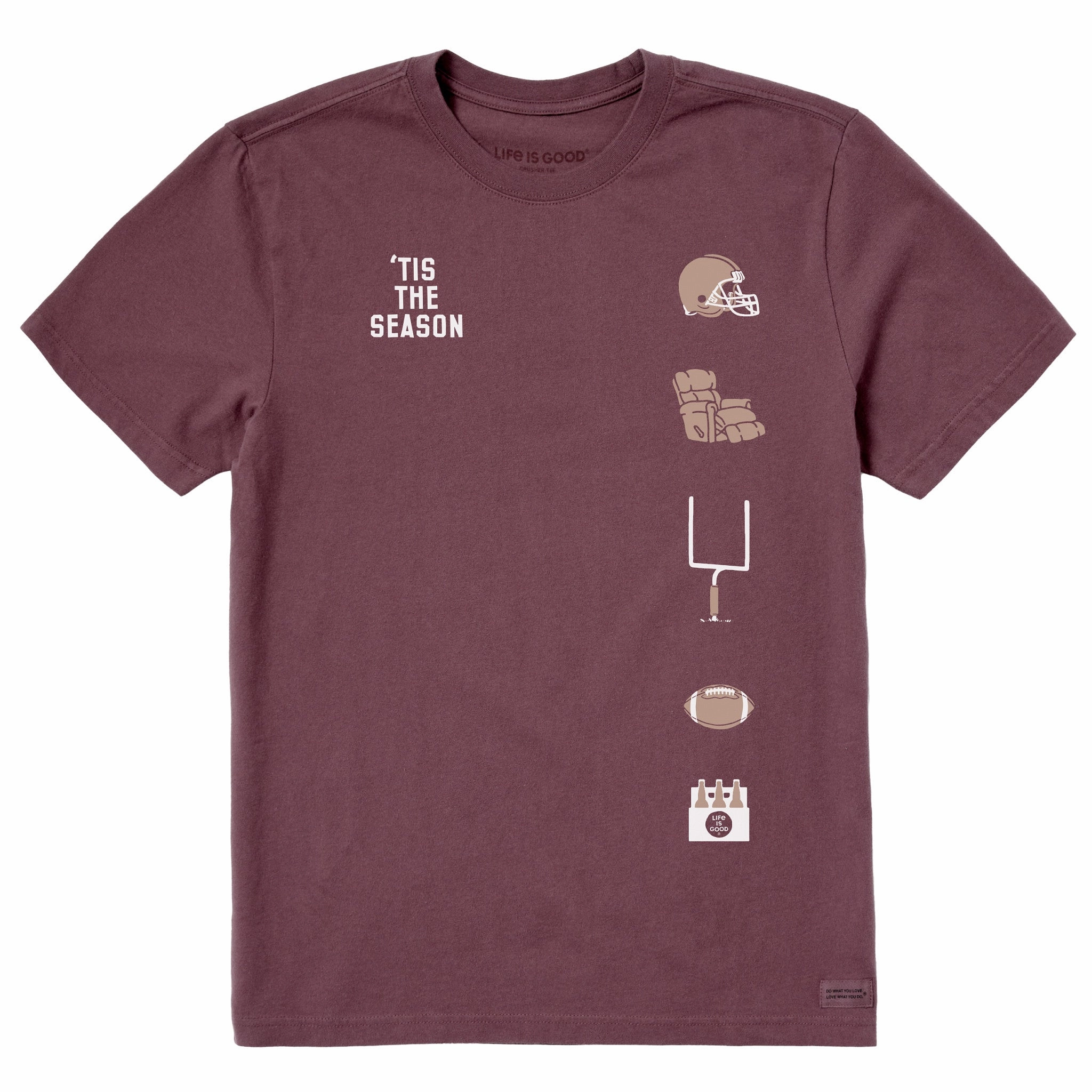 Men's Tis the Season Football Medley Short Sleeve Crusher Tee HeatResistantMaterial Anti Odor Technology