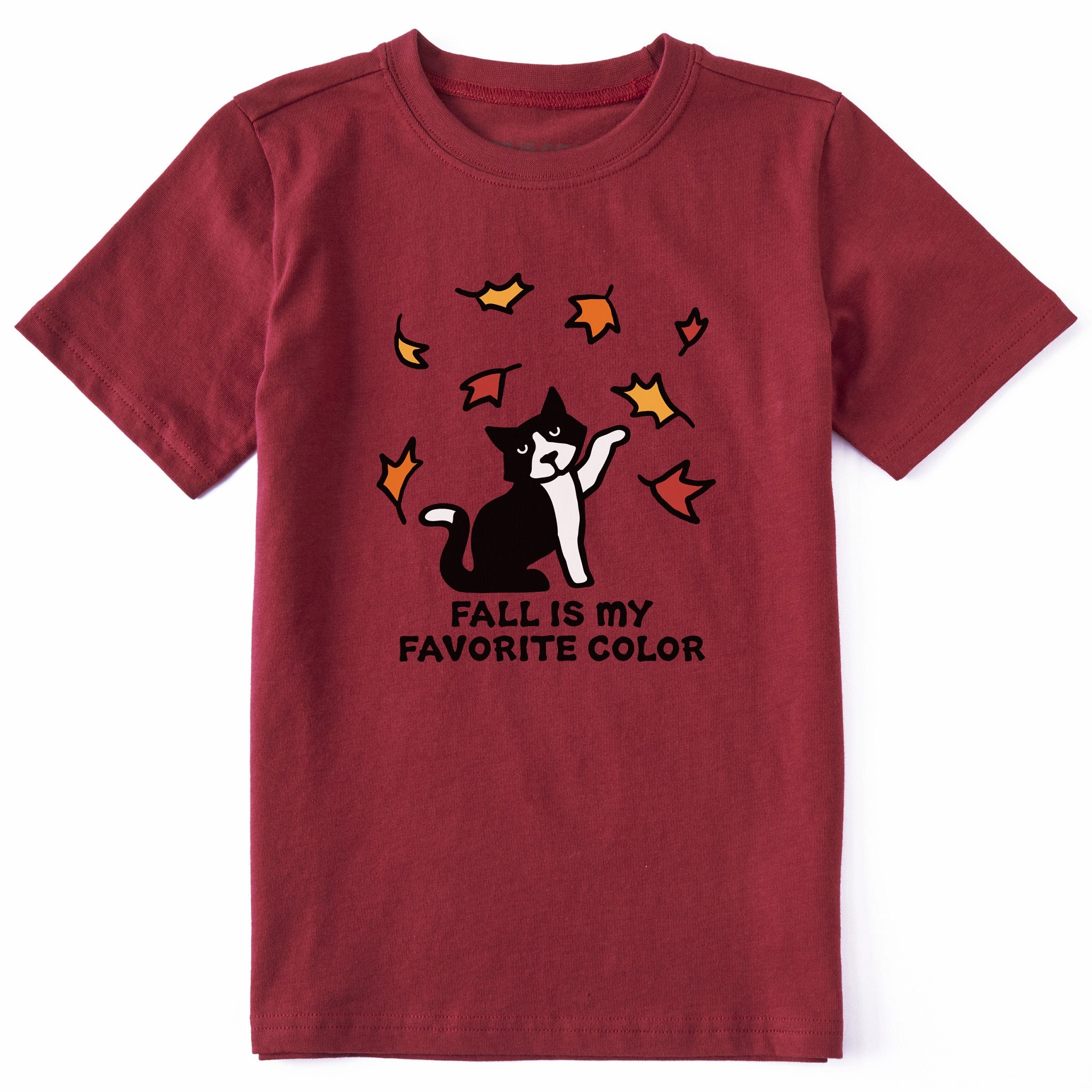 Kids Fall is My Favorite Color of Cat Short Sleeve Crusher Tee Active Outfit Style Sporty Look Wear