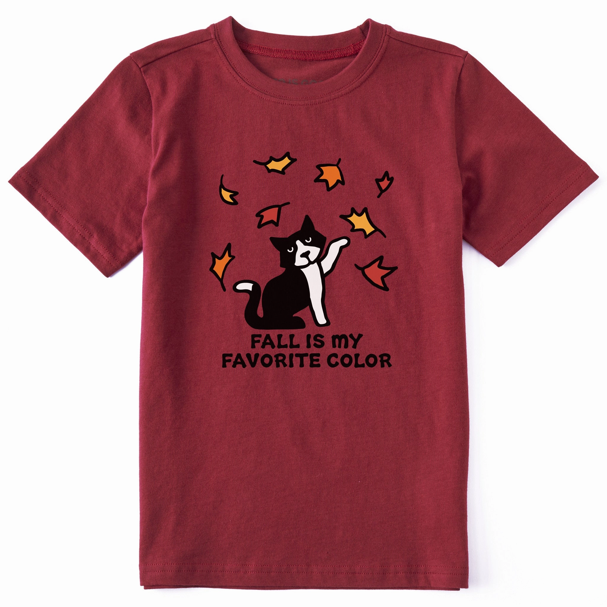 Classic Layer Minimal Comfort Wear Kids Fall is My Favorite Color of Cat Short Sleeve Crusher Tee