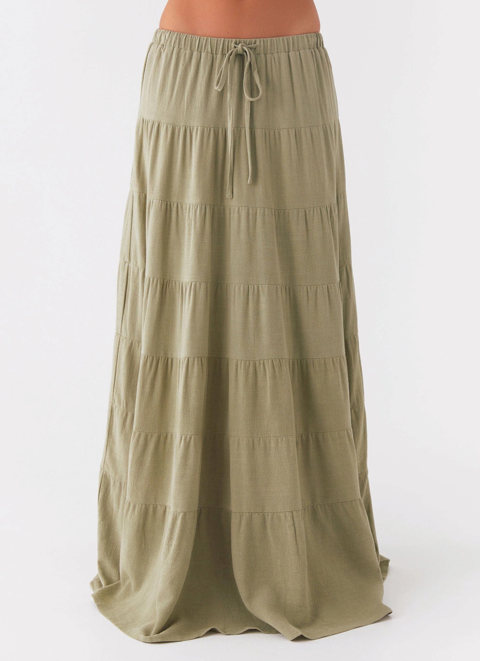 Mariella Linen Maxi Skirt - Sage Tropical theme Minimal Vibe