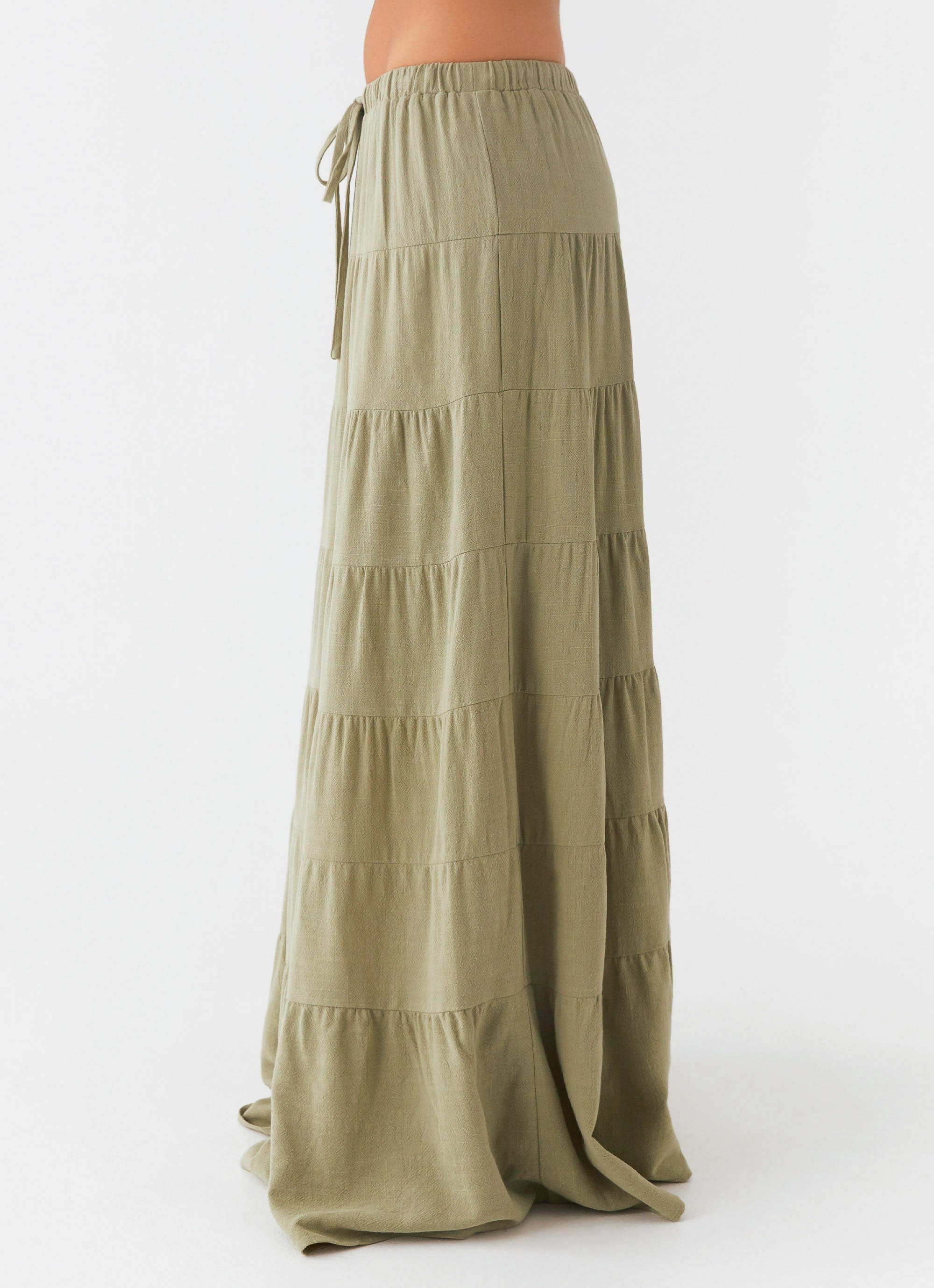 Delicate Texture Mood Outfit Mariella Linen Maxi Skirt - Sage