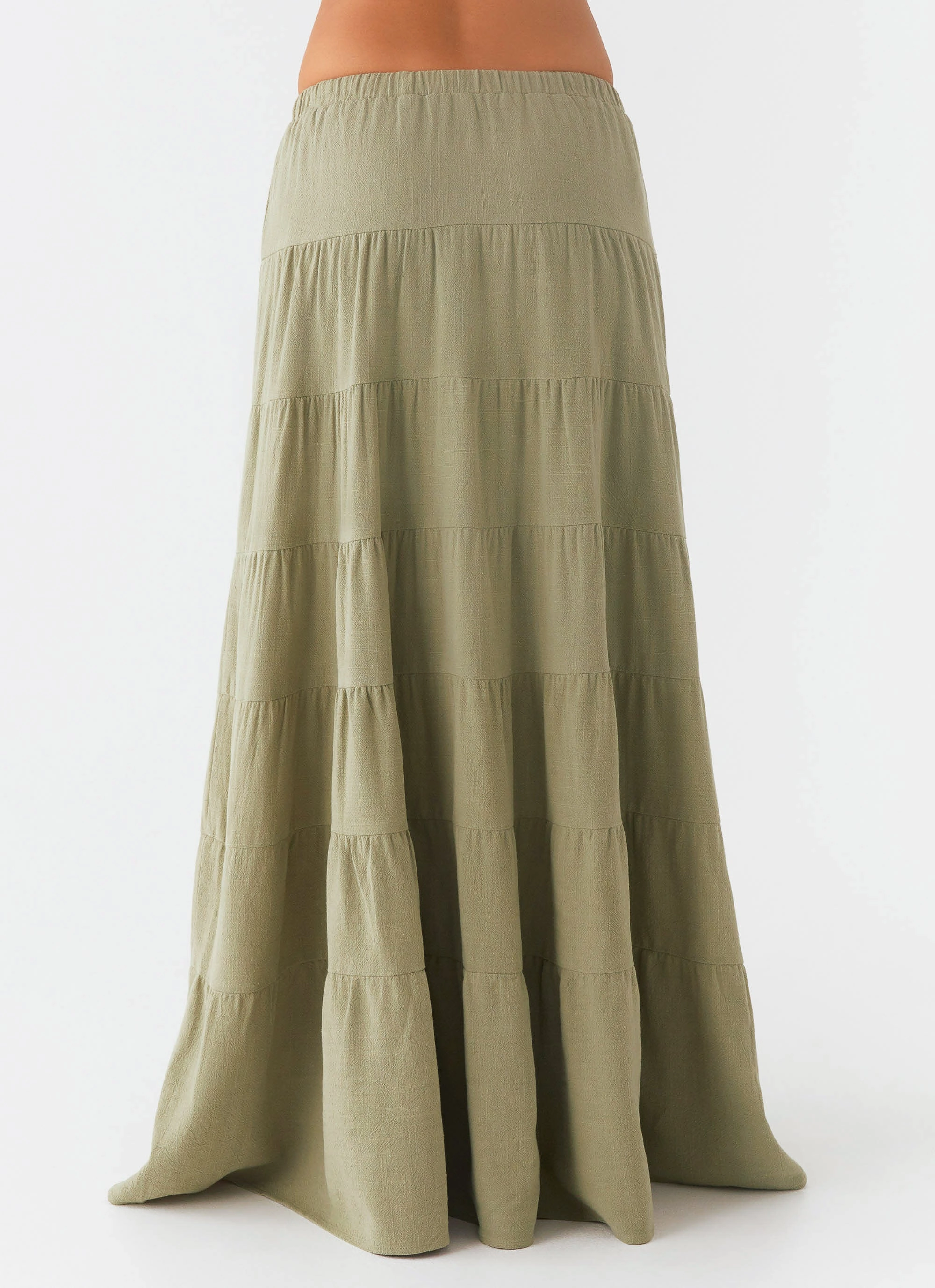 Mariella Linen Maxi Skirt - Sage Abstract Motif