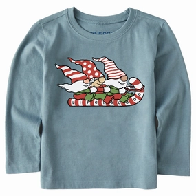 Hygroscopic Fiber Travel Light Toddler Gnome Toboggan Ride Long Sleeve Crusher Tee