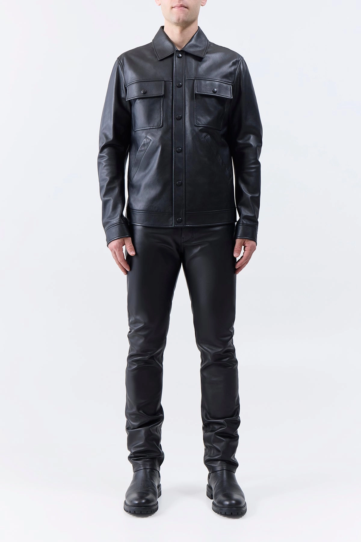 Levy Jacket in Black Nappa Leather Sleek Fit