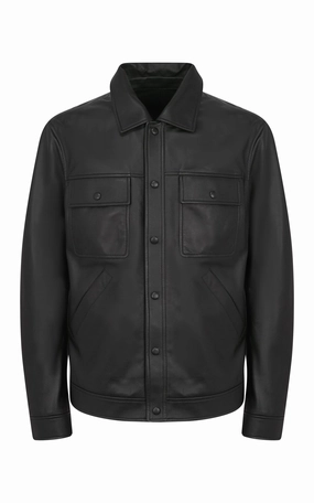 Hiking Ready Hooded Version Levy Jacket in Black Nappa Leather